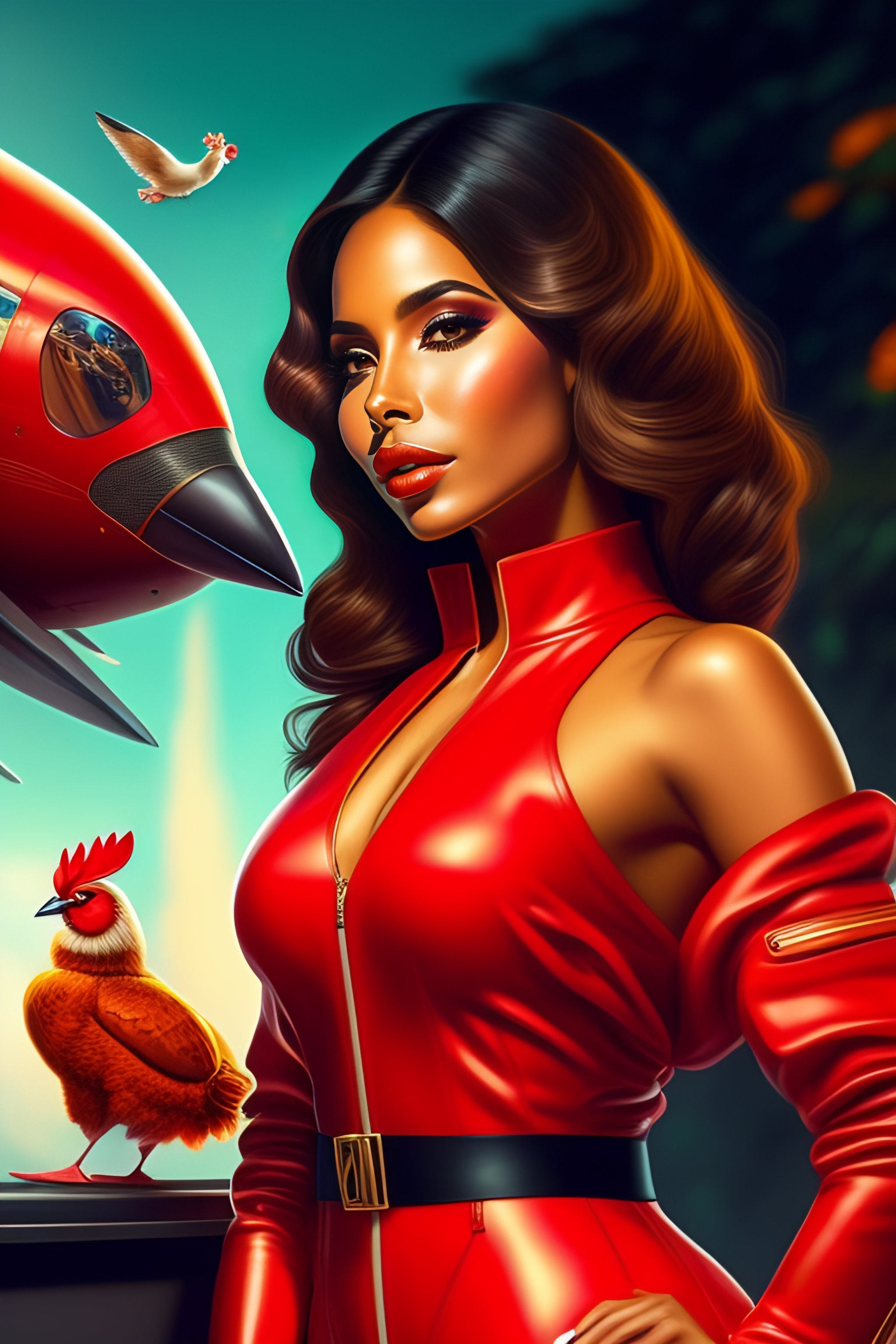 Lexica Anitta in hooter dress, Full body view, wearing in red pilot