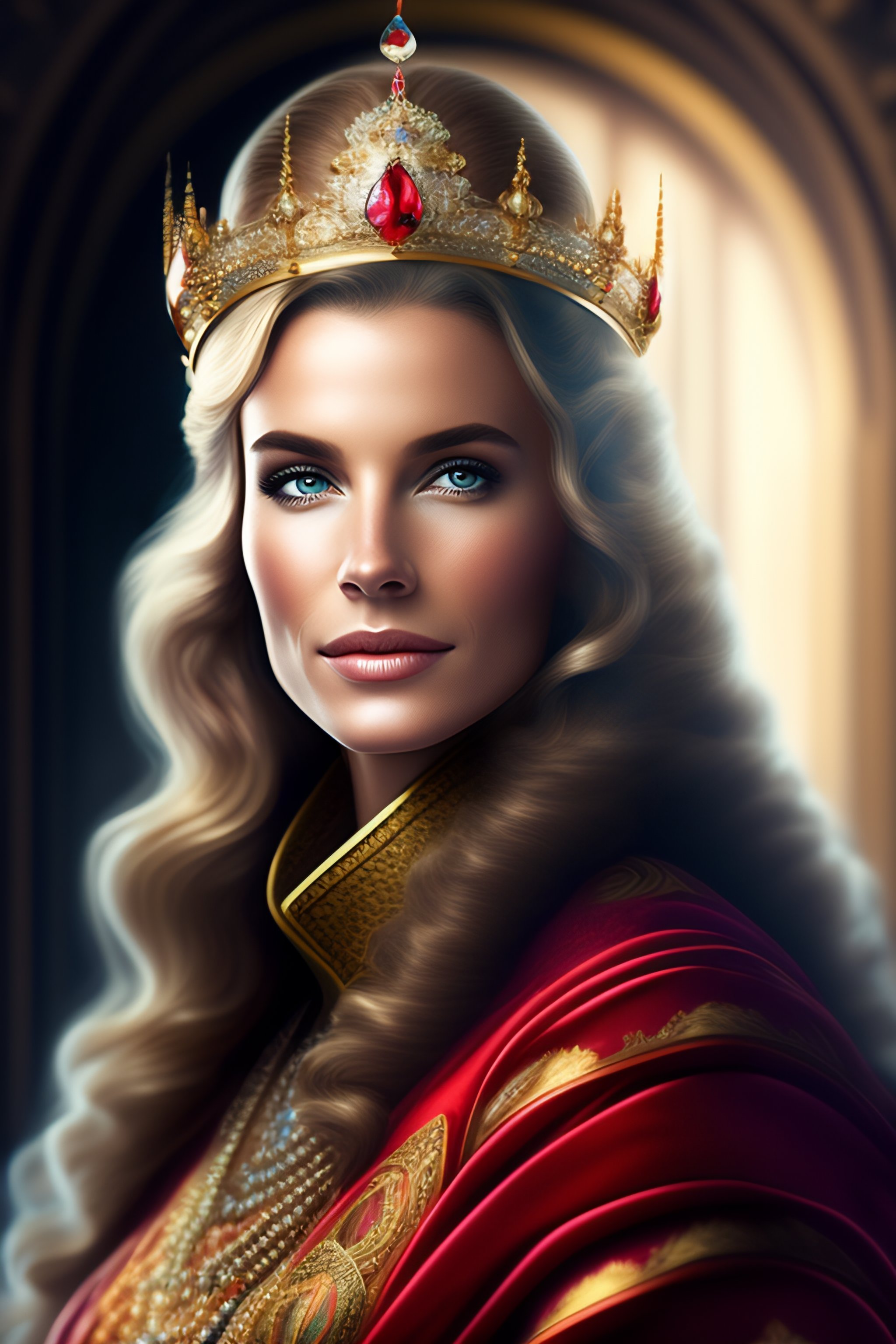 Lexica - Portrait of a princess wearing a crown and a cloak working in ...