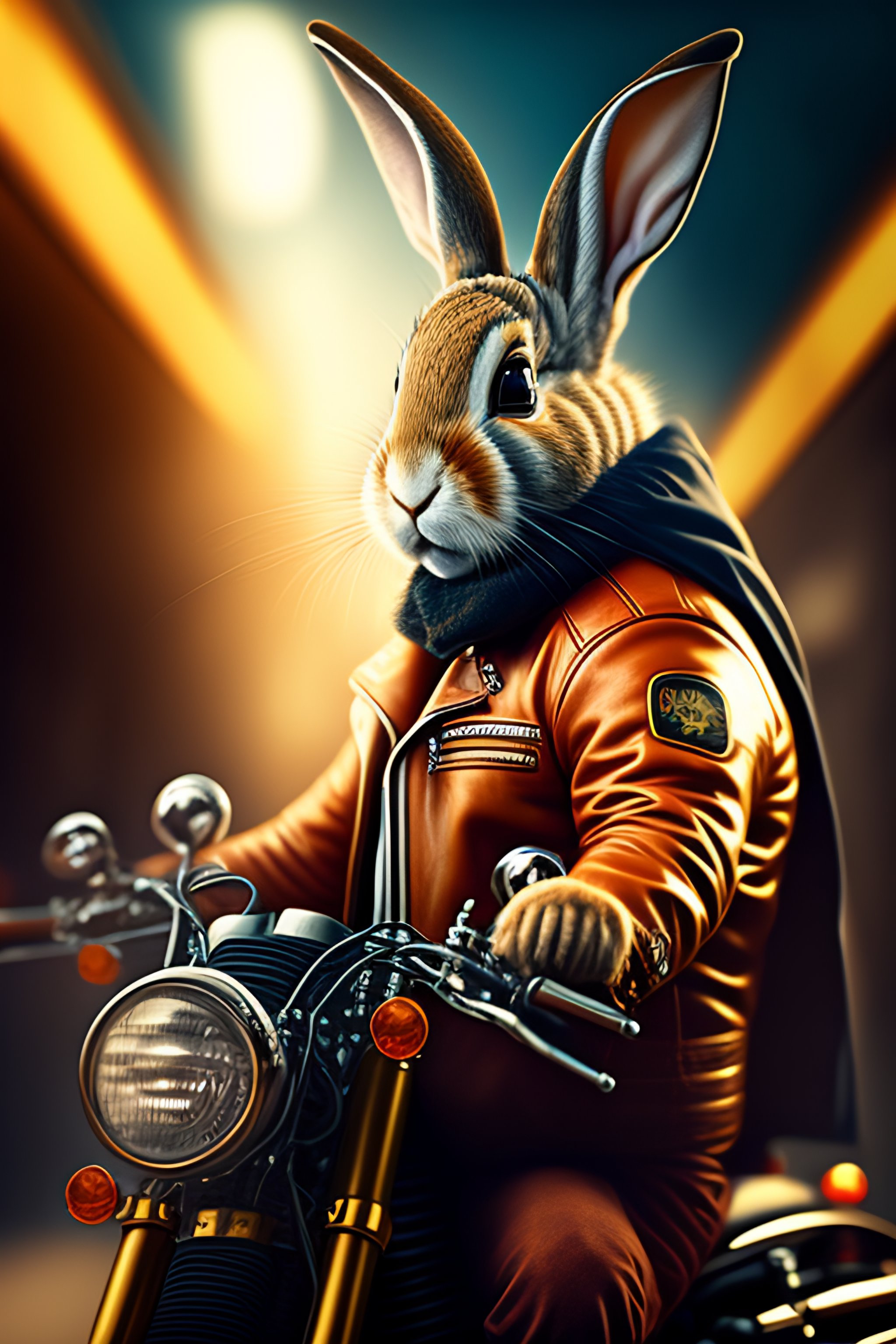 Lexica - Angry biker rabbit, smokes a cigar, blurred background, auto ...