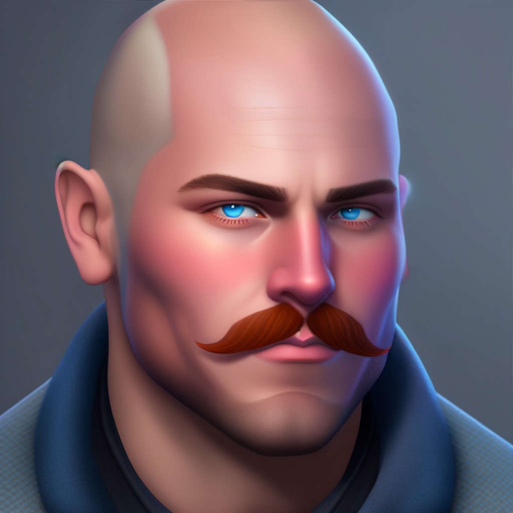 Lexica A Chubby Guy With A Curled Mustache And A Goatee With A Completely Bald Head And Blue 6961