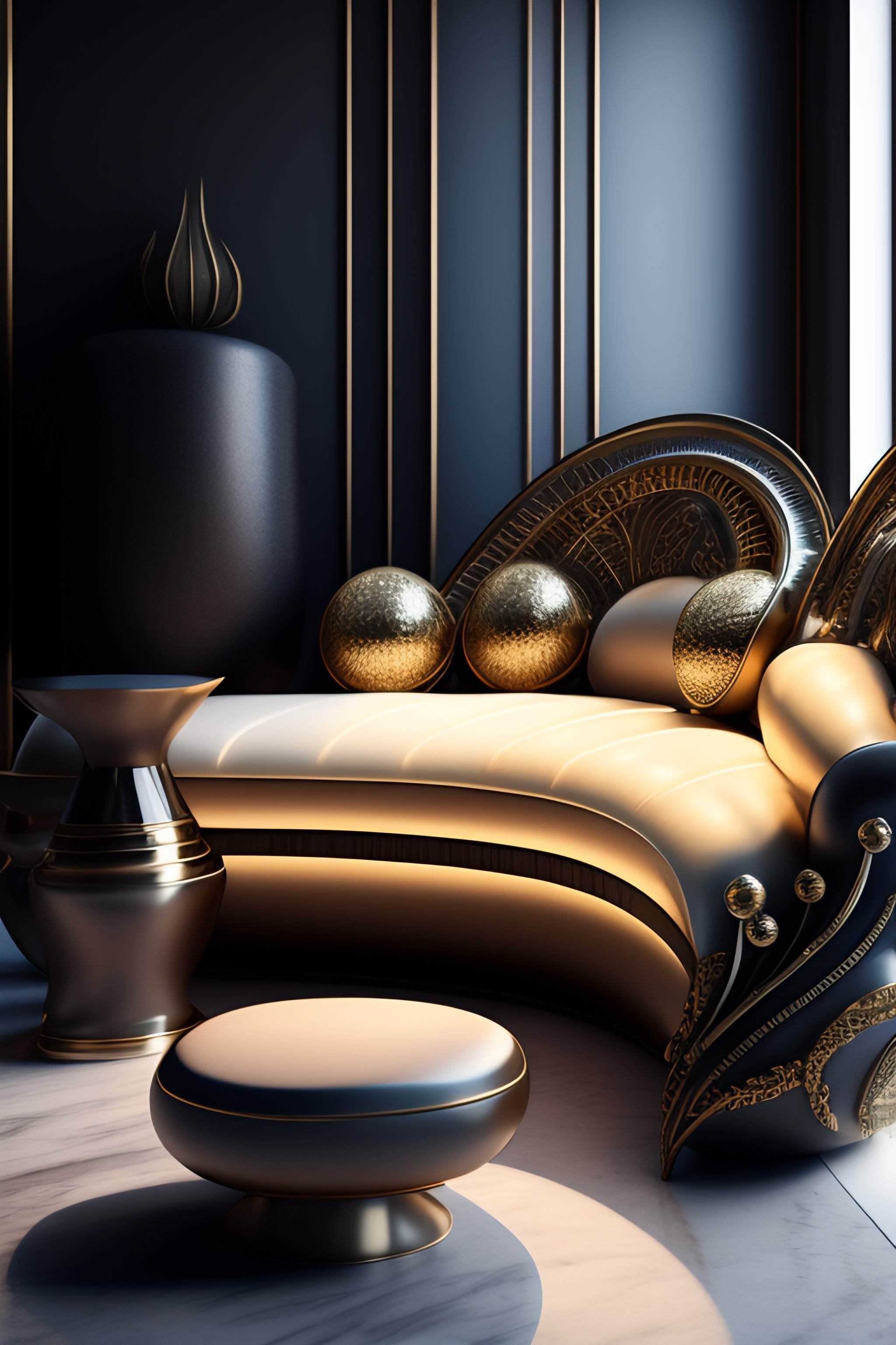 Lexica - Modern curved sofa tuffed with 2 pillows , perfect composition ...