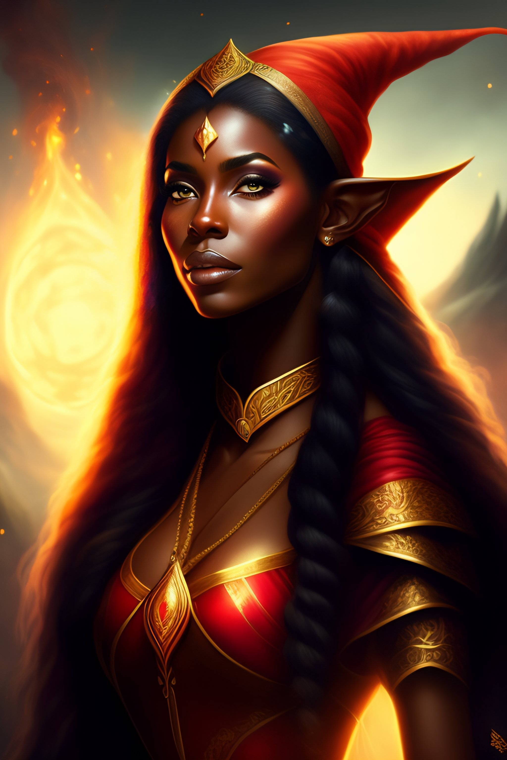 Lexica - Beautiful elf female casting a spell, dark skin, cartoon ...
