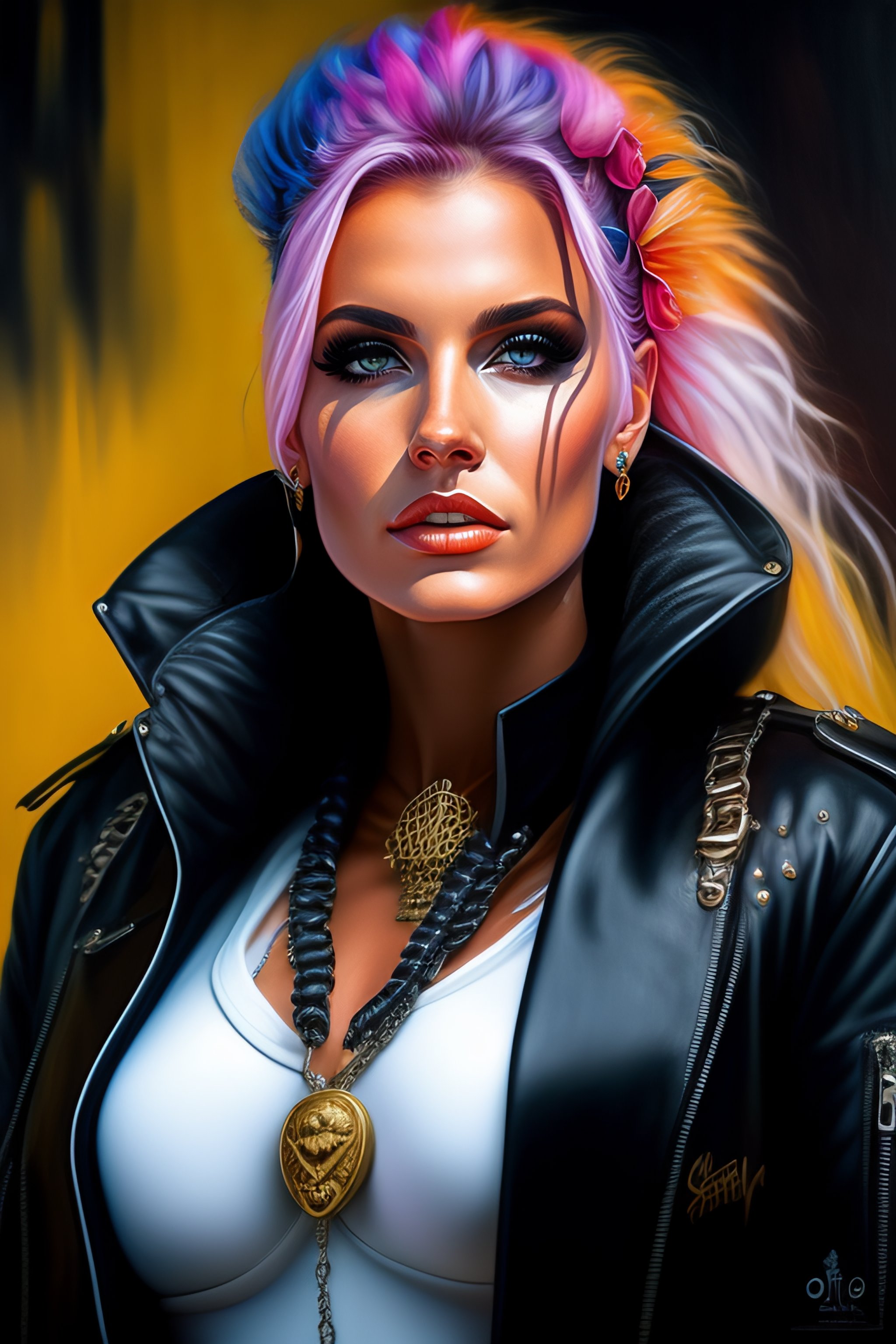 Lexica - @carolgbd as a cute punk scull girl, mad max jacket ...