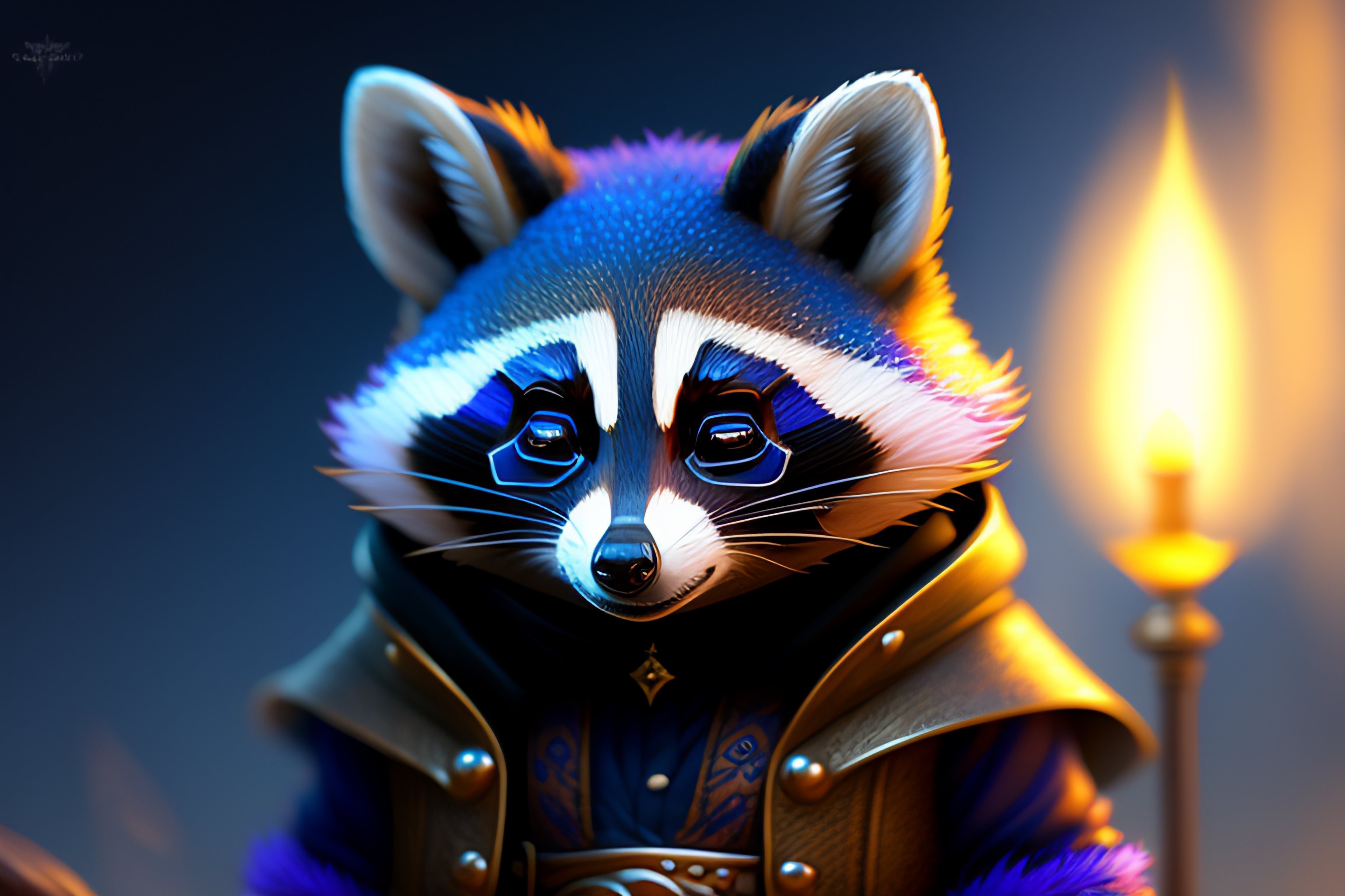 Lexica - Raccoon sorcerer, blue magic, cute, adorable, jean-baptiste ...