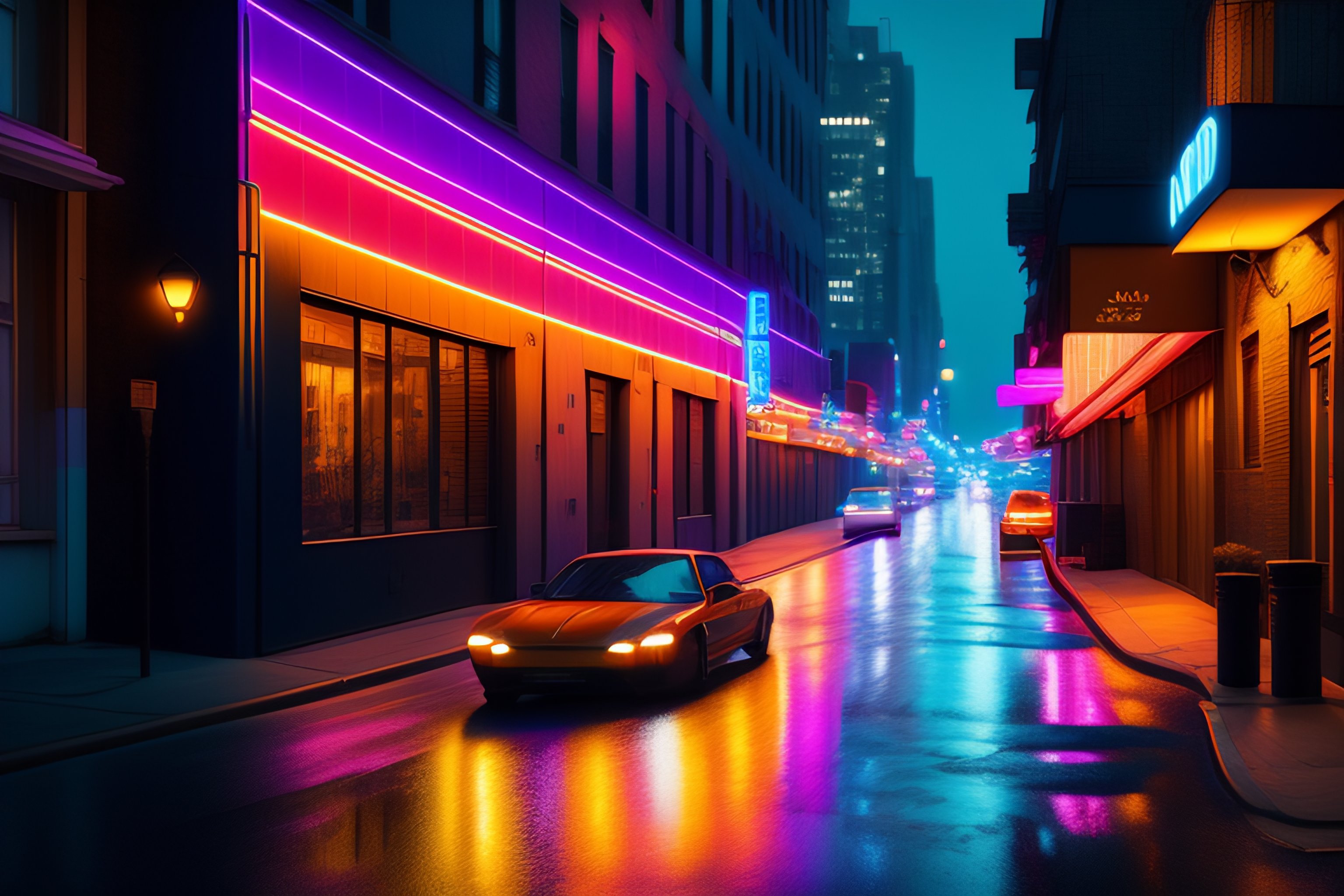 Lexica - Neon lines street boken