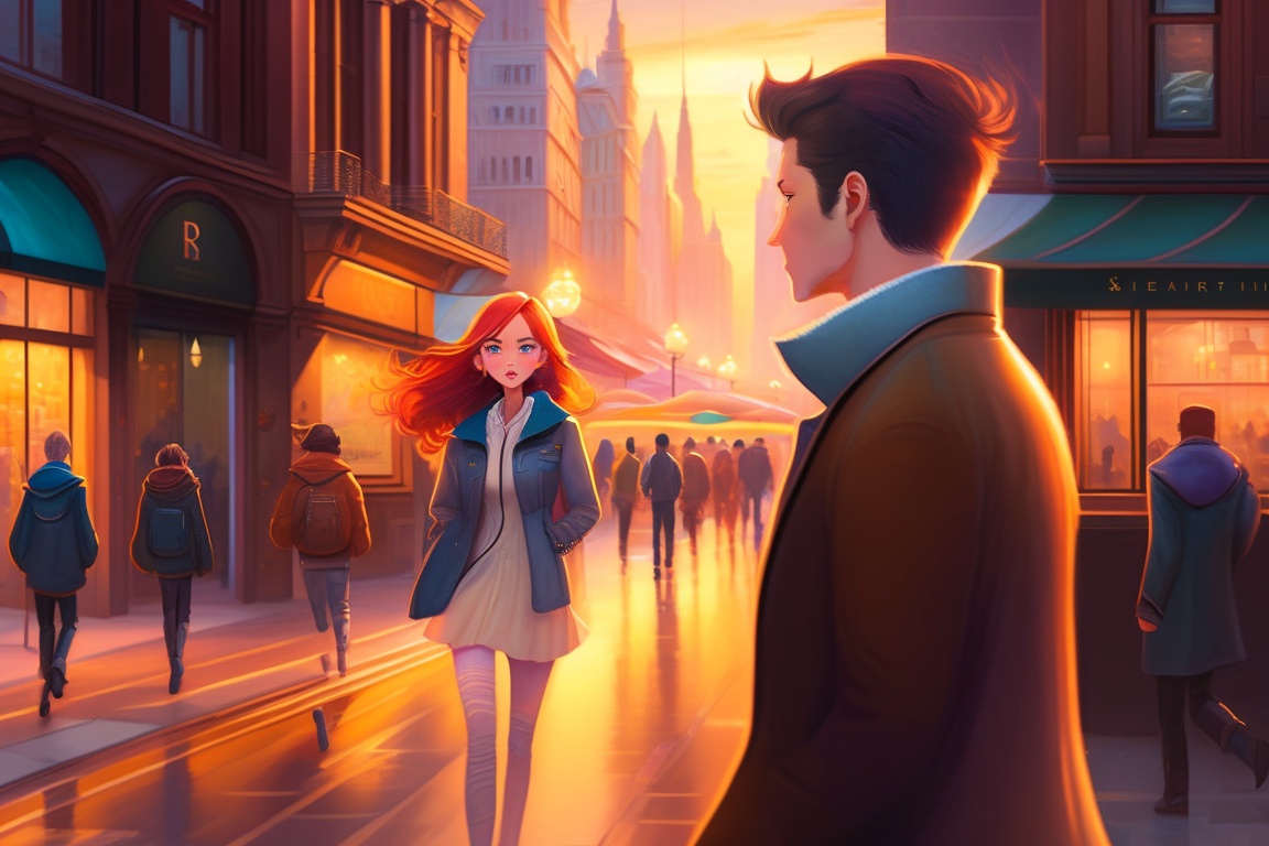 Lexica - A bustling city street at dawn, drenched in the soft hues of ...