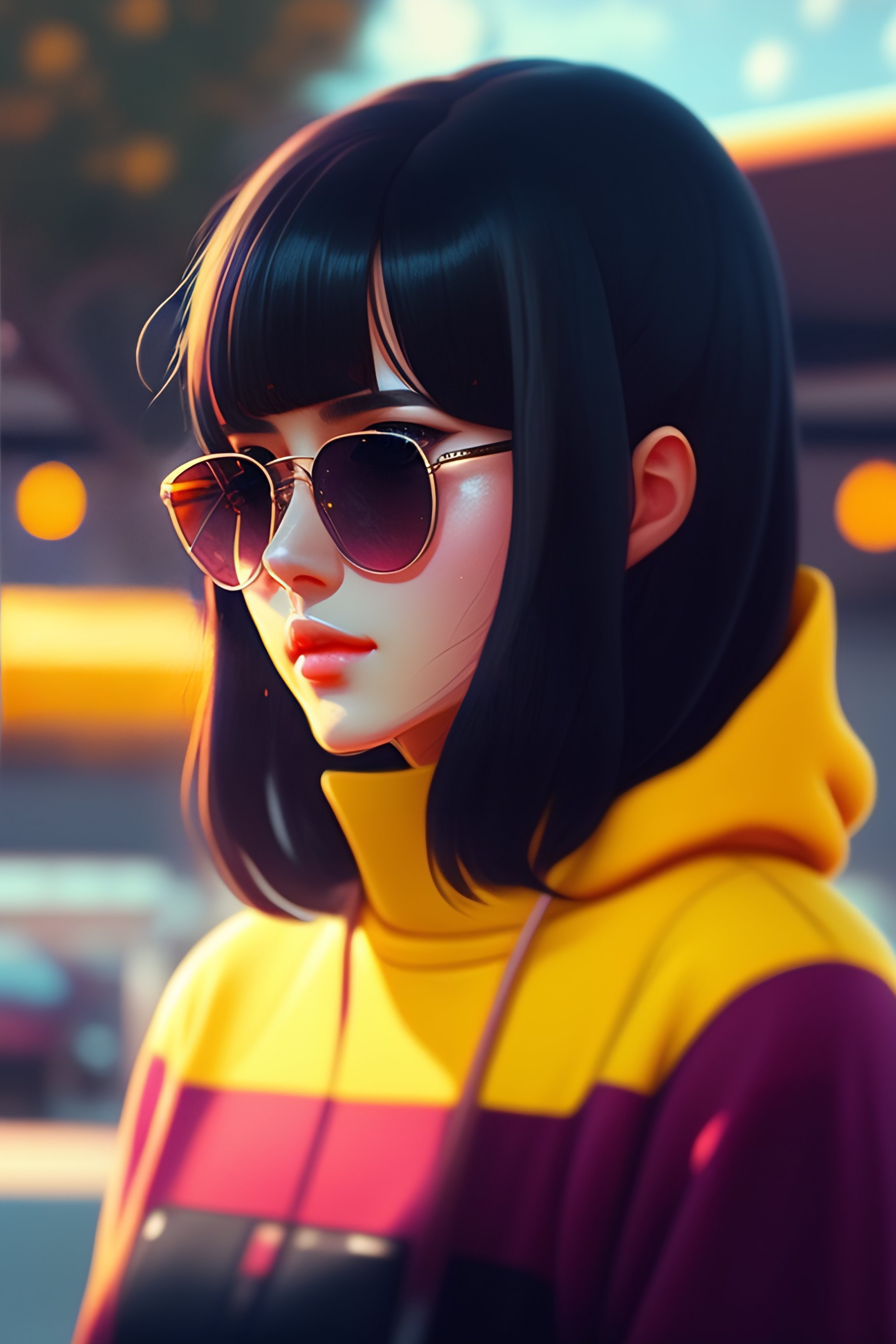 Cute girl with store sunglasses