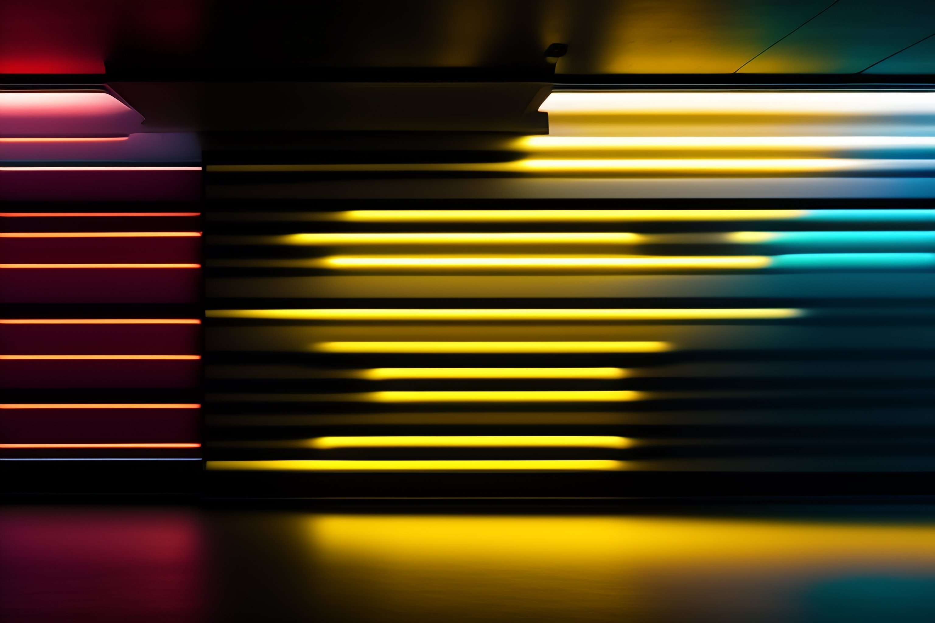 Lexica - Big dark room. neon lines. boken blur