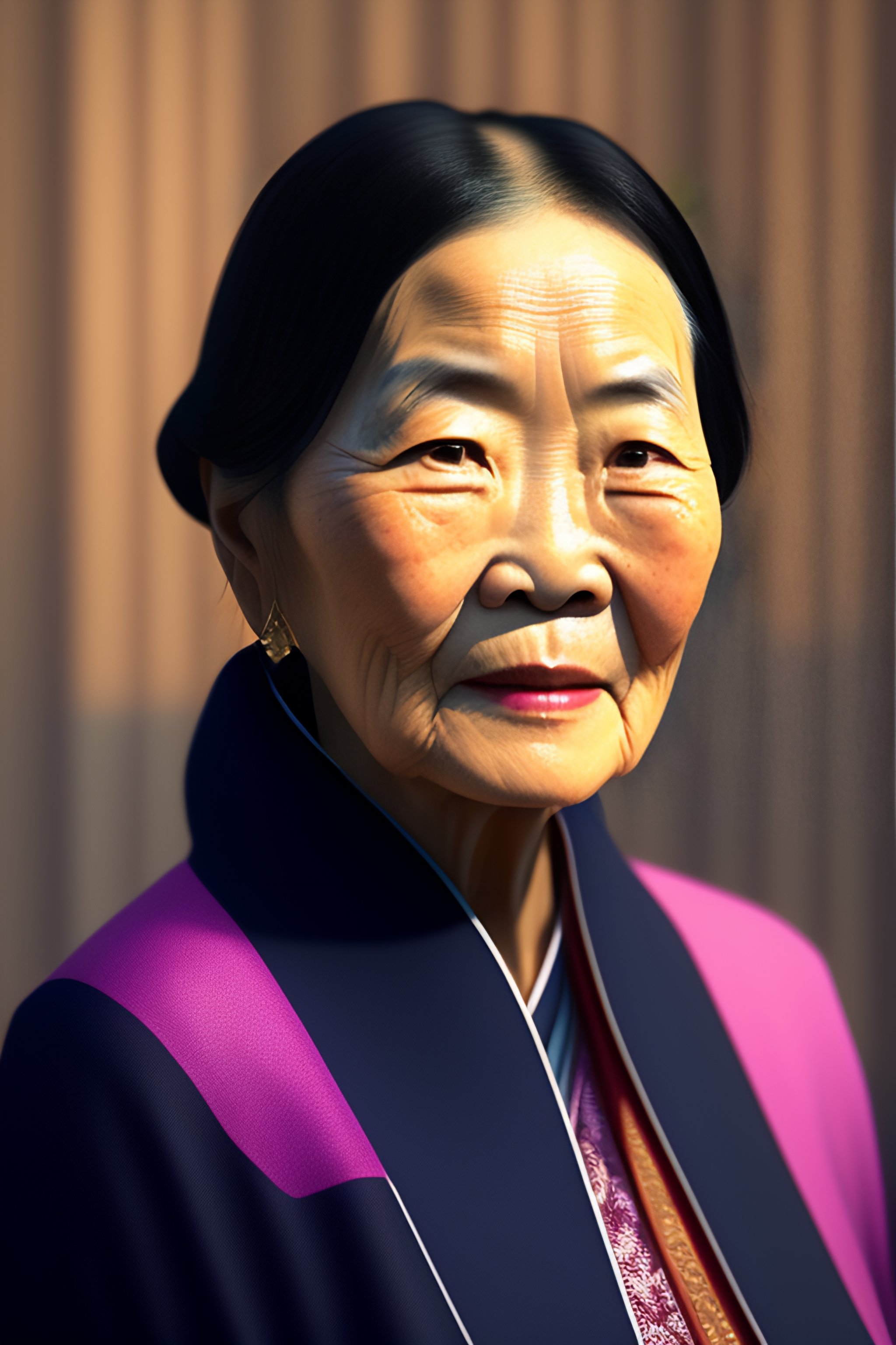 Lexica - A low-poly portrait of a beautiful elderly Chinese woman, with ...