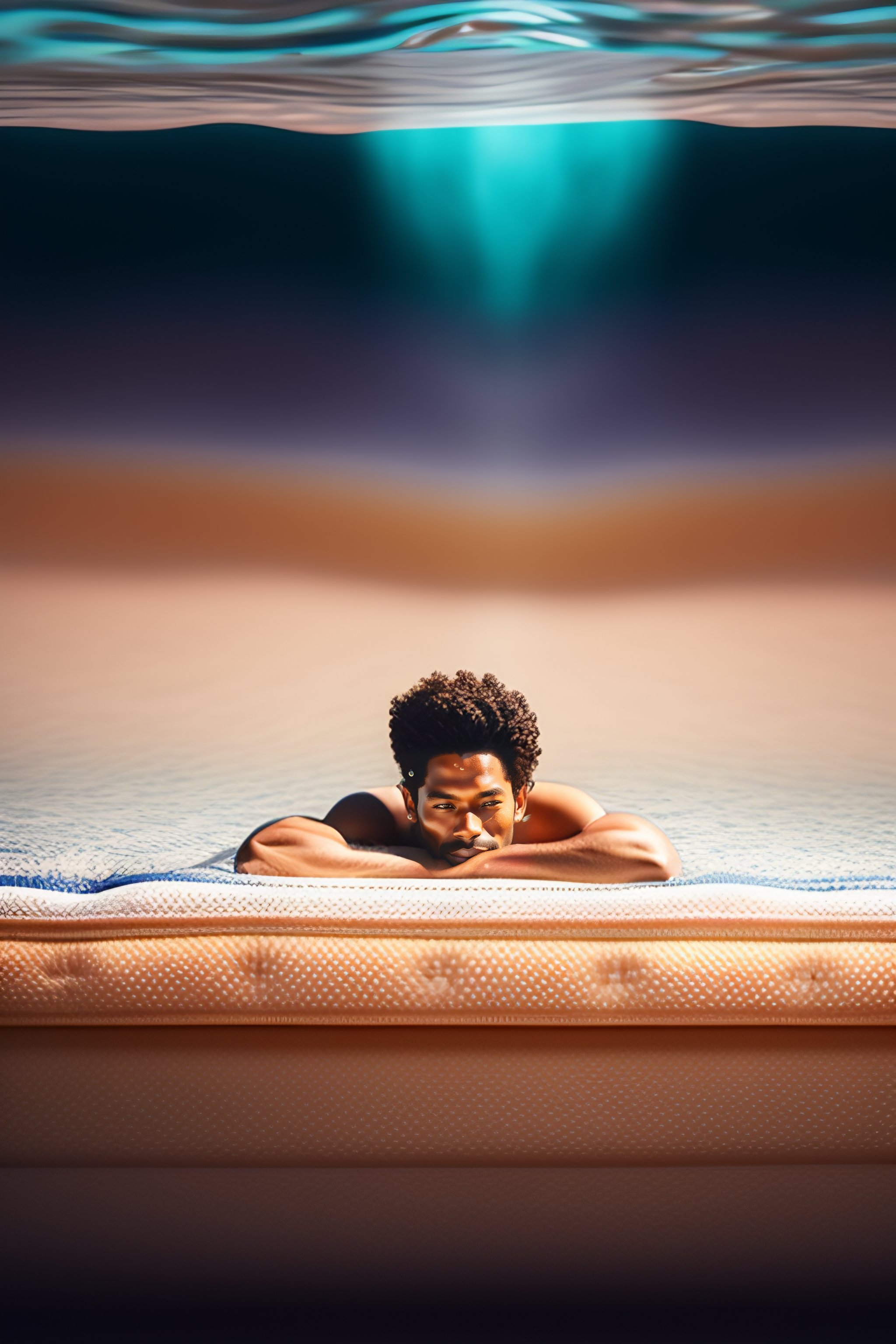 Lexica Portrait of myself floating on a mattress in the sea