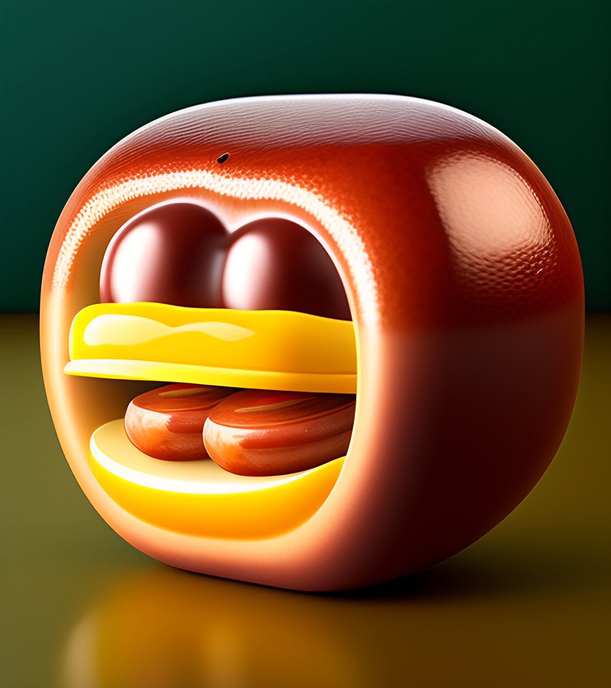 Lexica A funny sausage emoji, flat, 2d