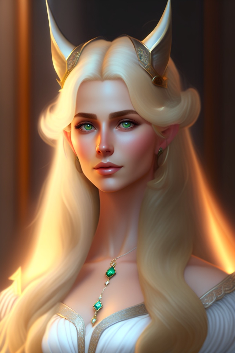 Lexica - Tall elf with long blond hair with pointy ears and an evil ...