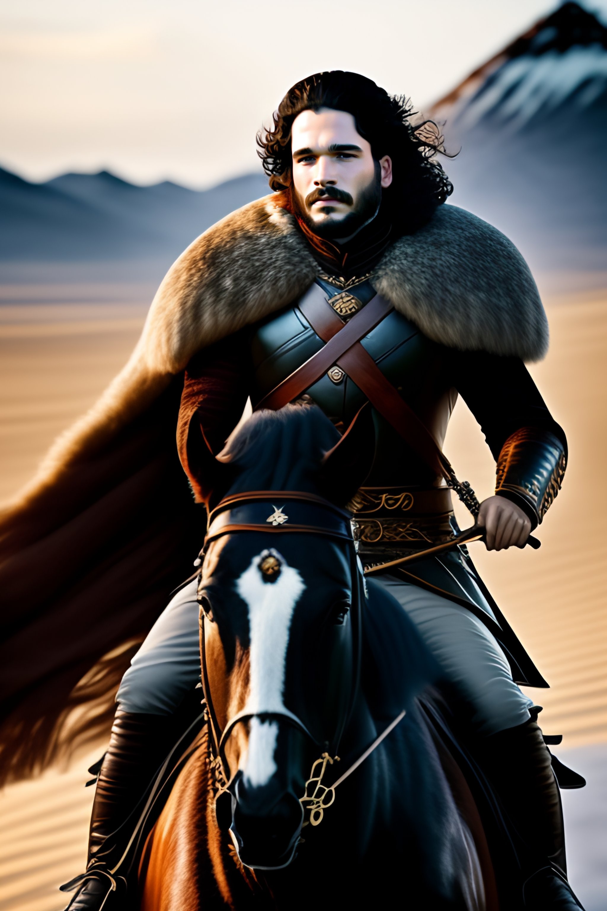 Lexica - Jon snow riding a wargo