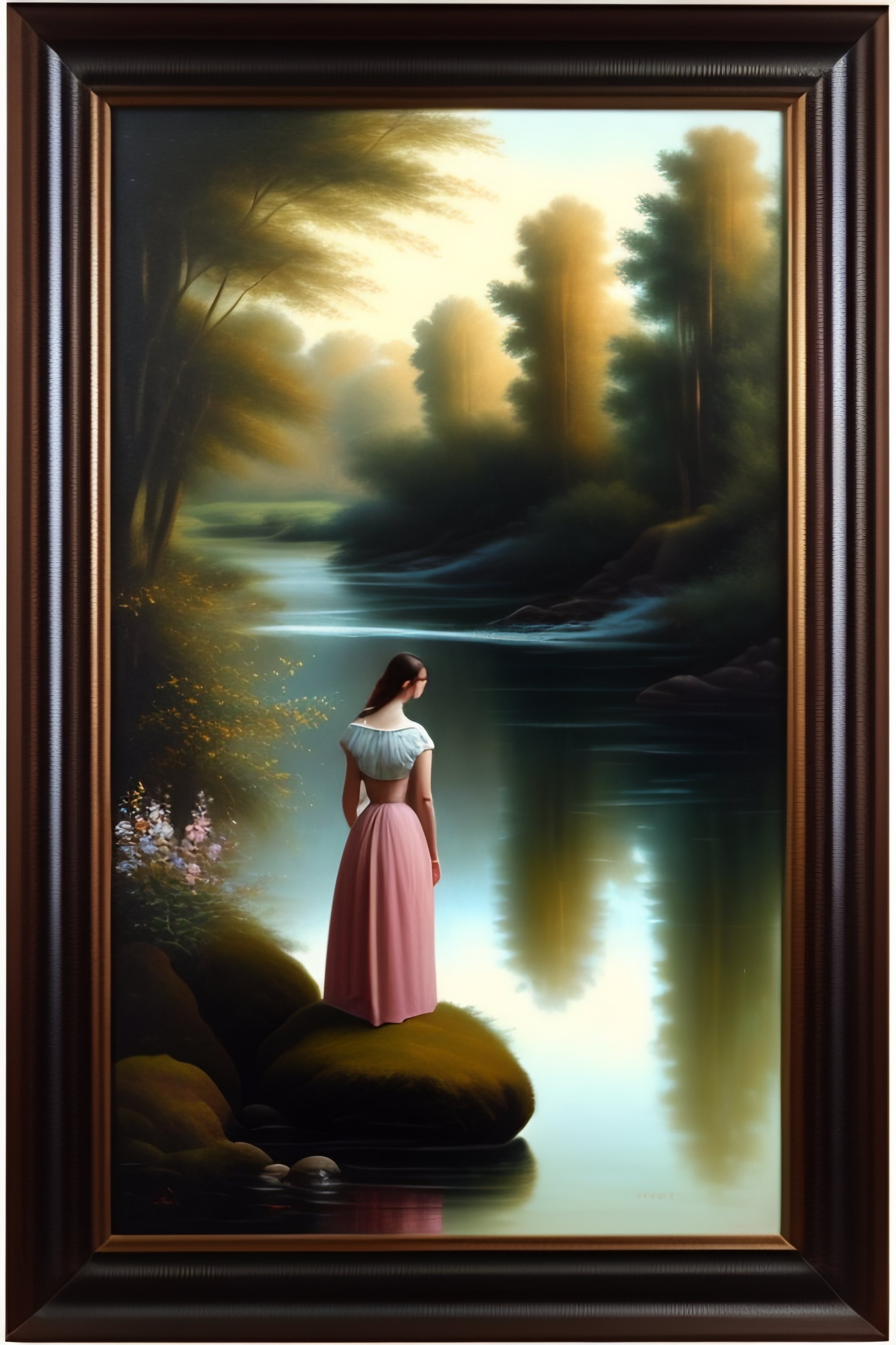 Lexica - A young woman facing the objective, with her feet in the water ...