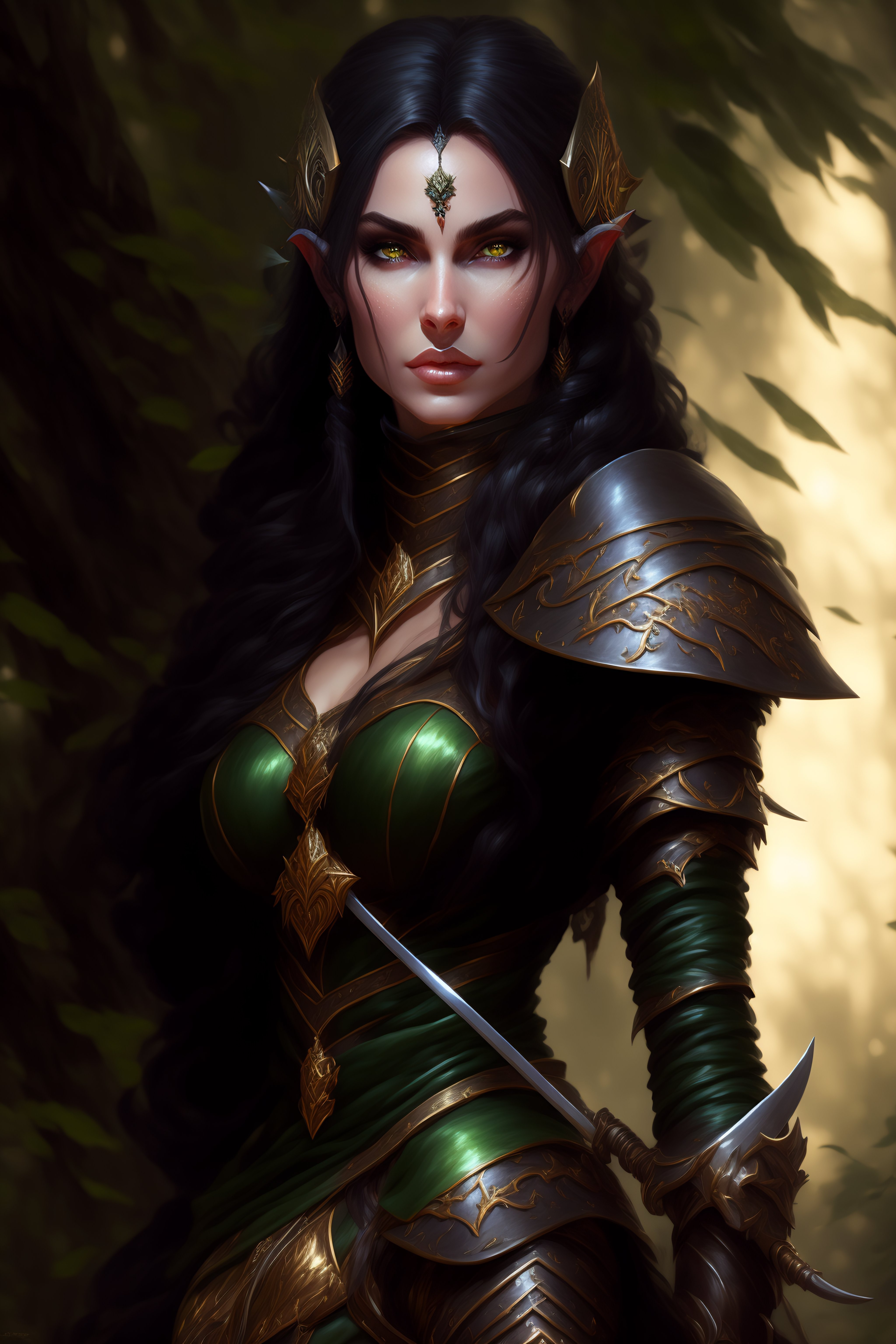 Lexica - Rogue, elf female, black clothes, rapier in hand, full body ...