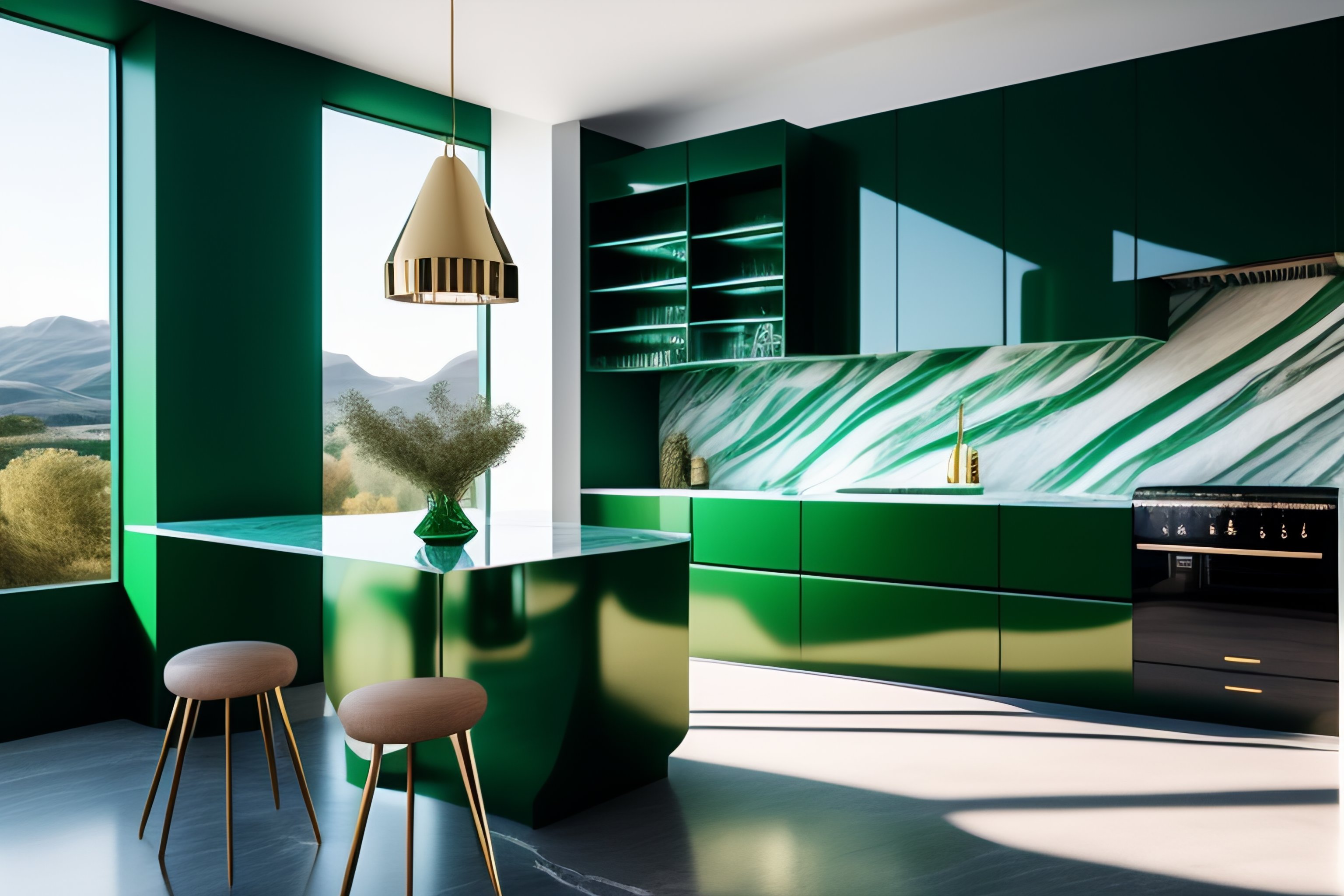 Lexica Architectural Digest photo of an ultra modern green marble