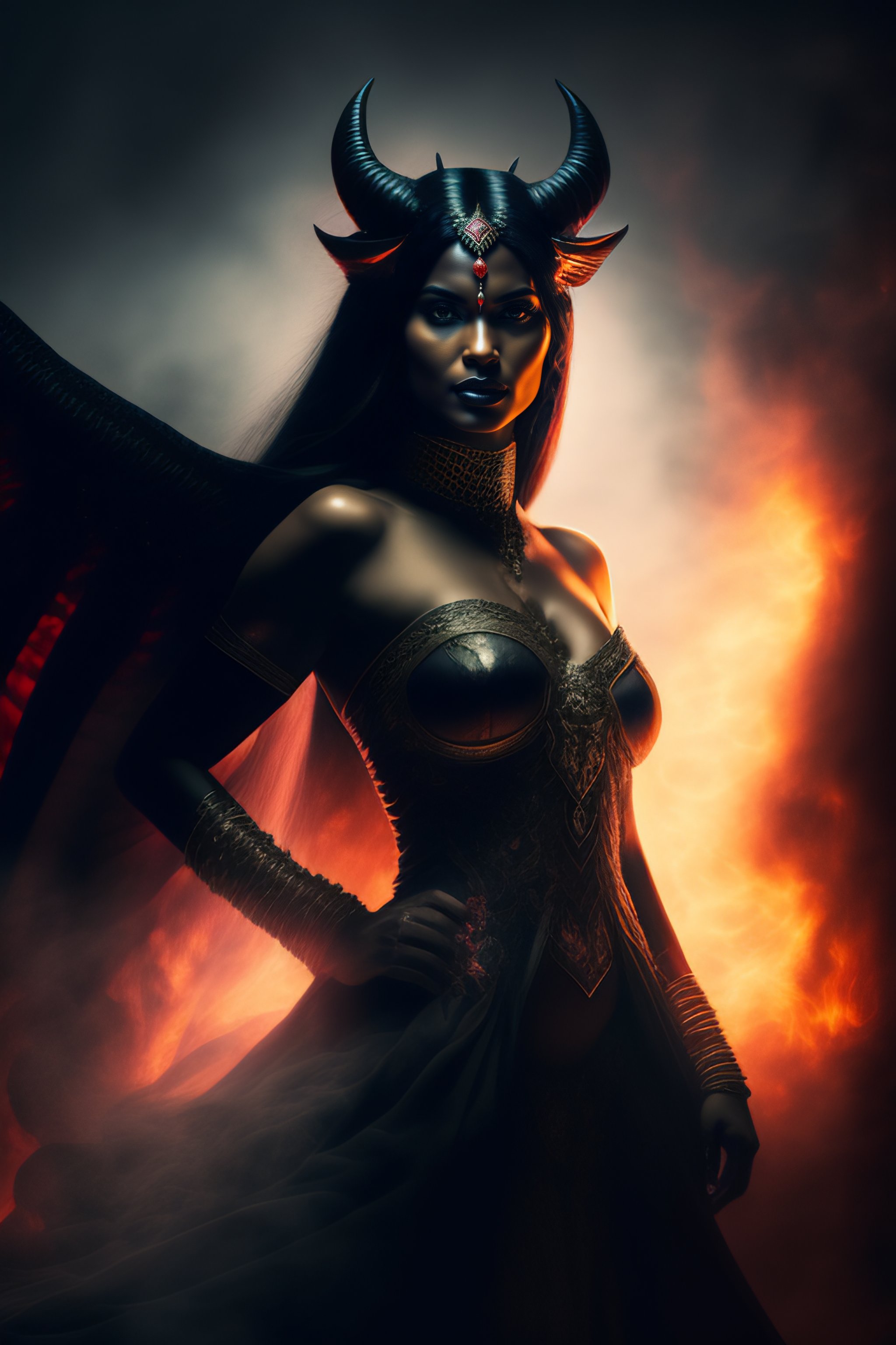 Lexica Stunning photograph of a demon woman