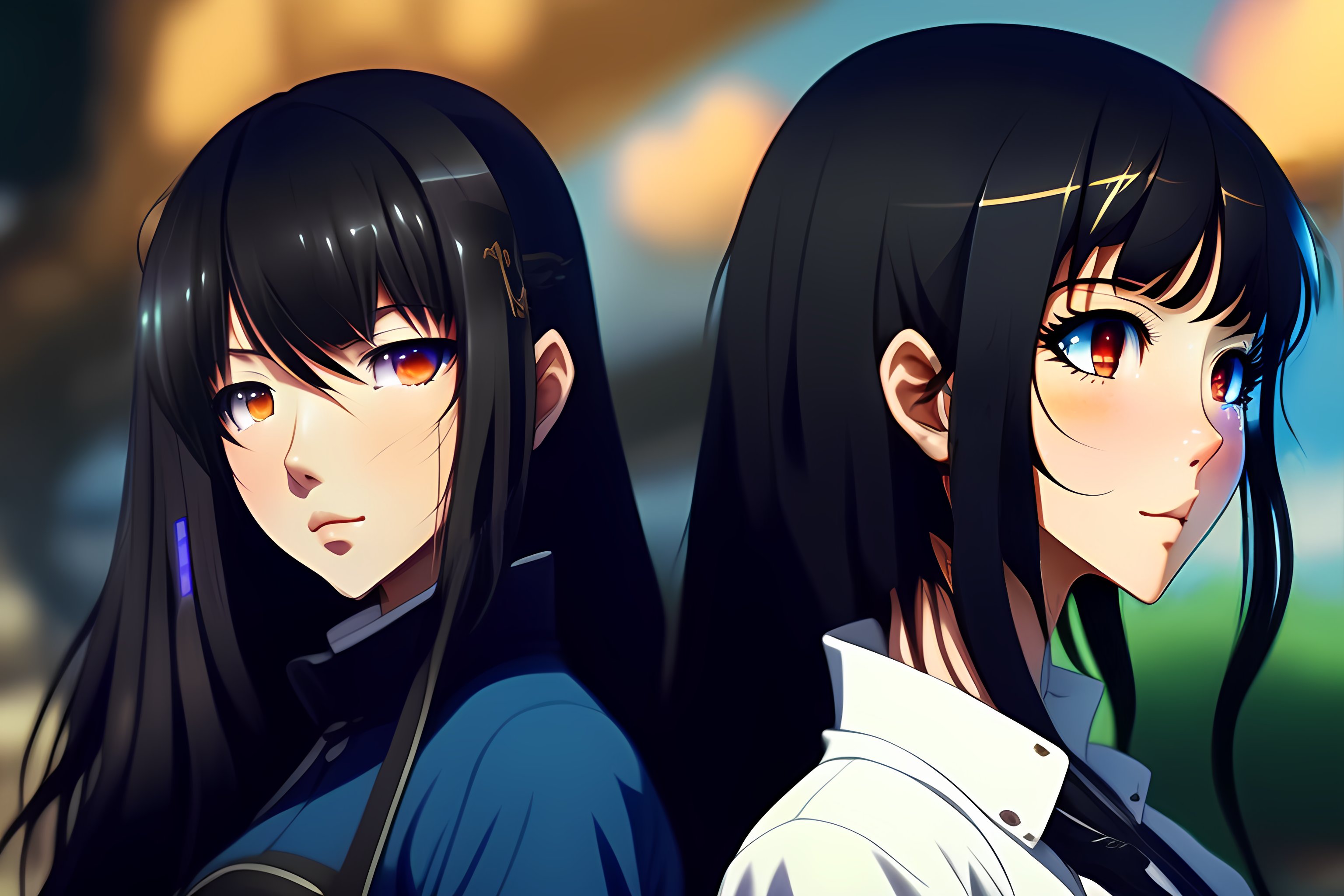 anime girl with short black hair and blue eyes