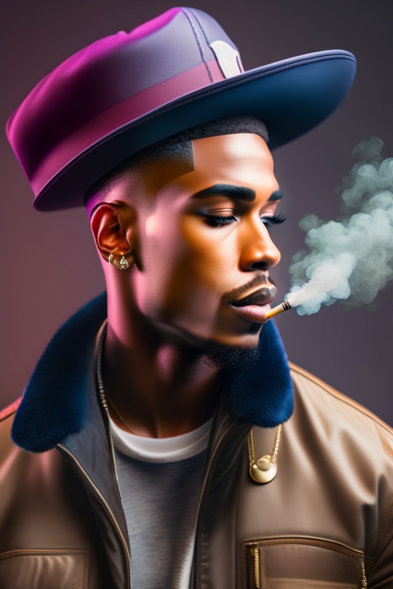 Lexica - Handsome guy, wearing hip hop clothes, smoking a joint