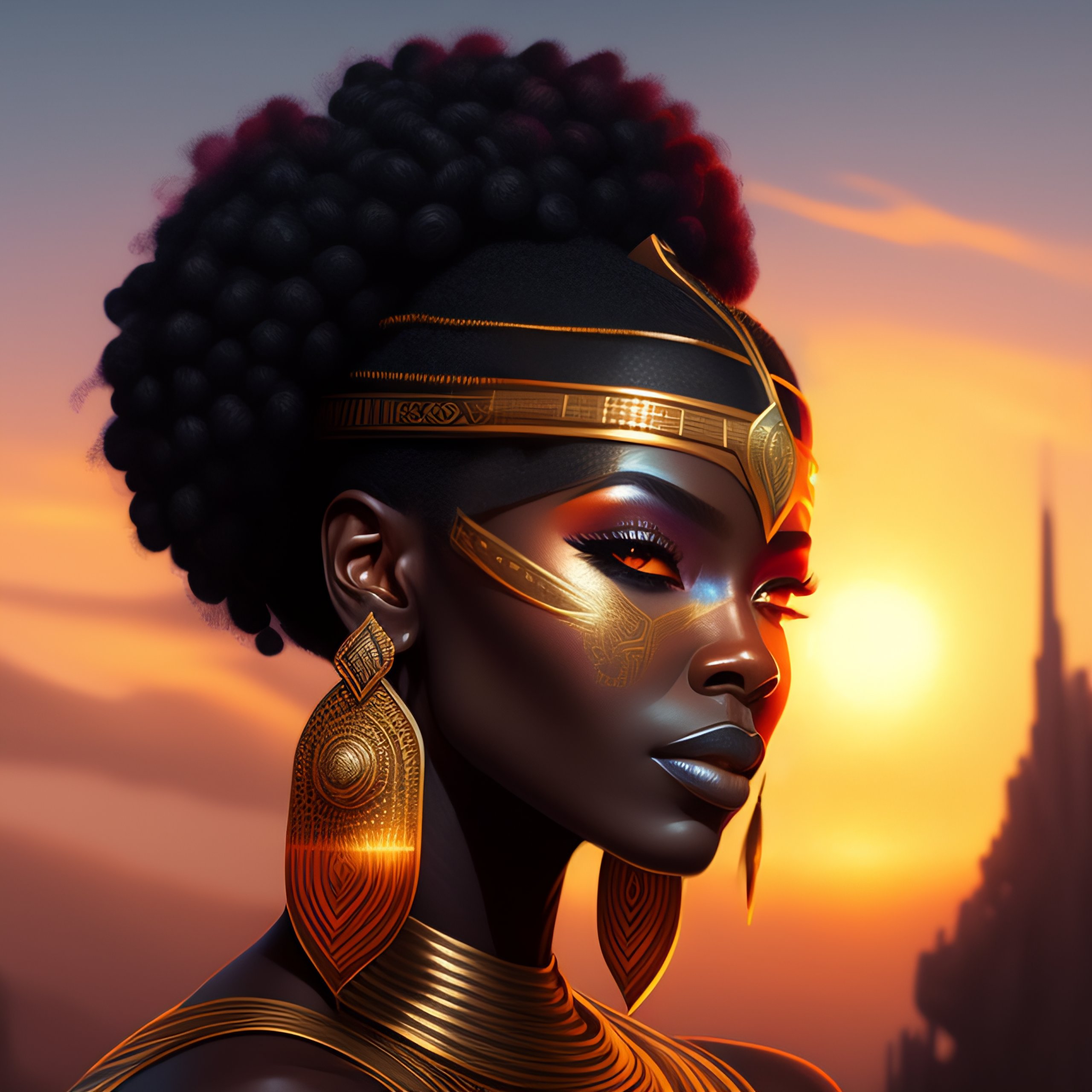 Lexica - Highly detailed digital painting of afrofuturistic wakandan ...