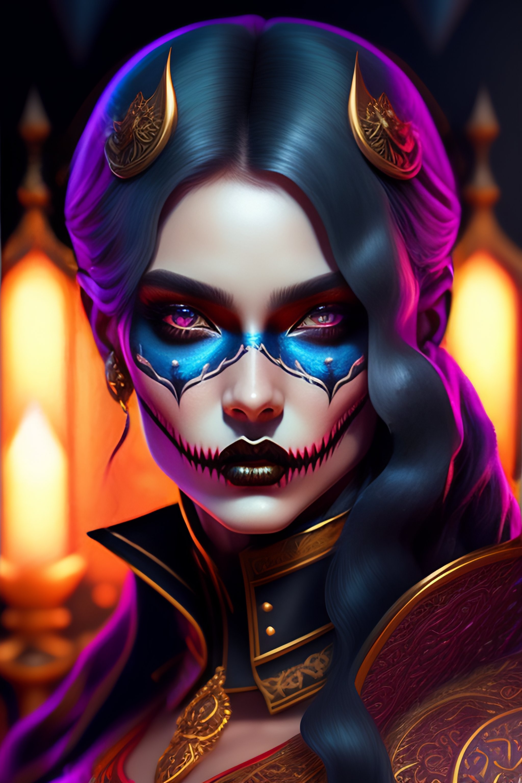 Lexica Skull joker girl demon concept art portrait by Casey Weldon