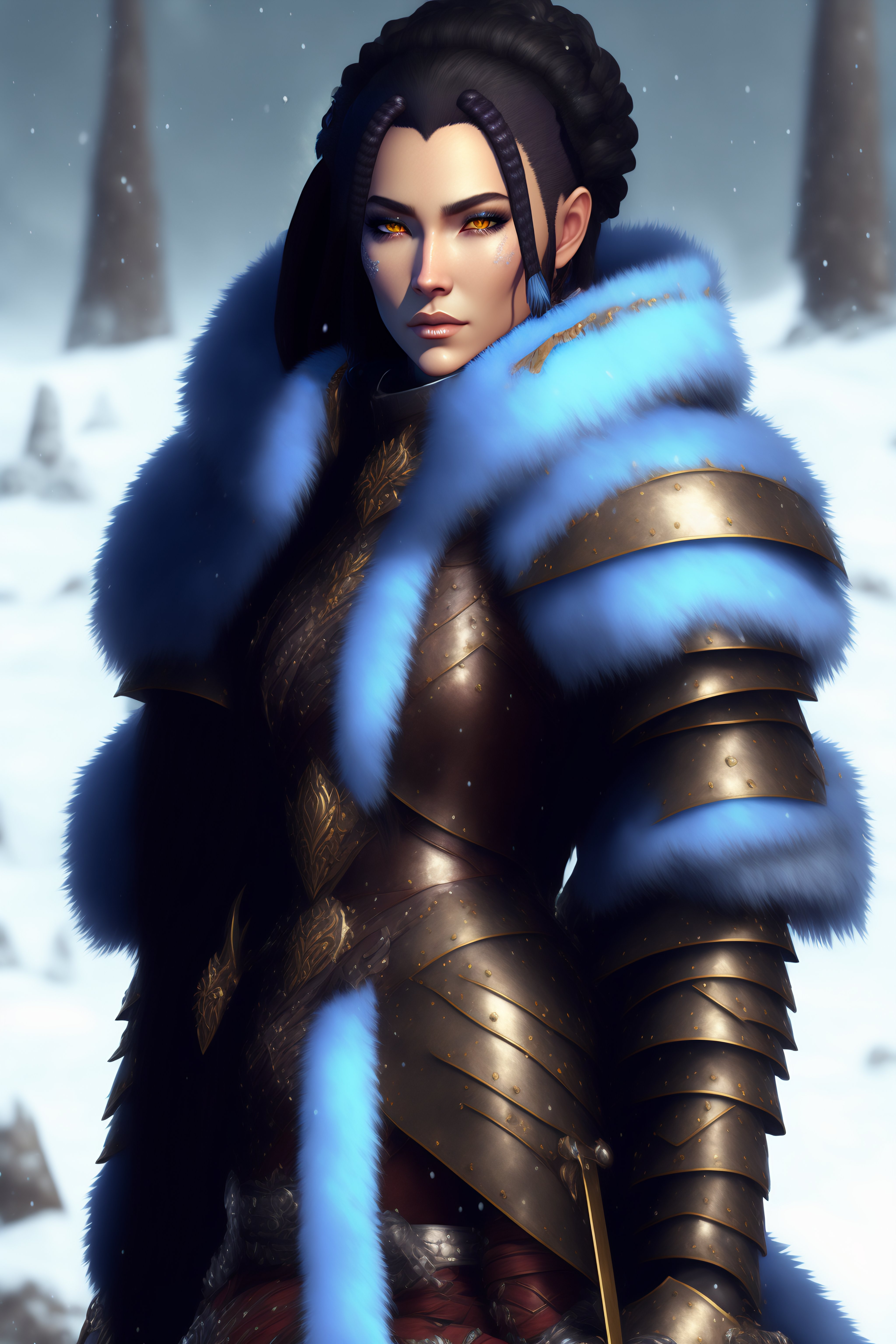 Lexica Kislev Ice guard, fur armor, winter armor, fantasy, woman