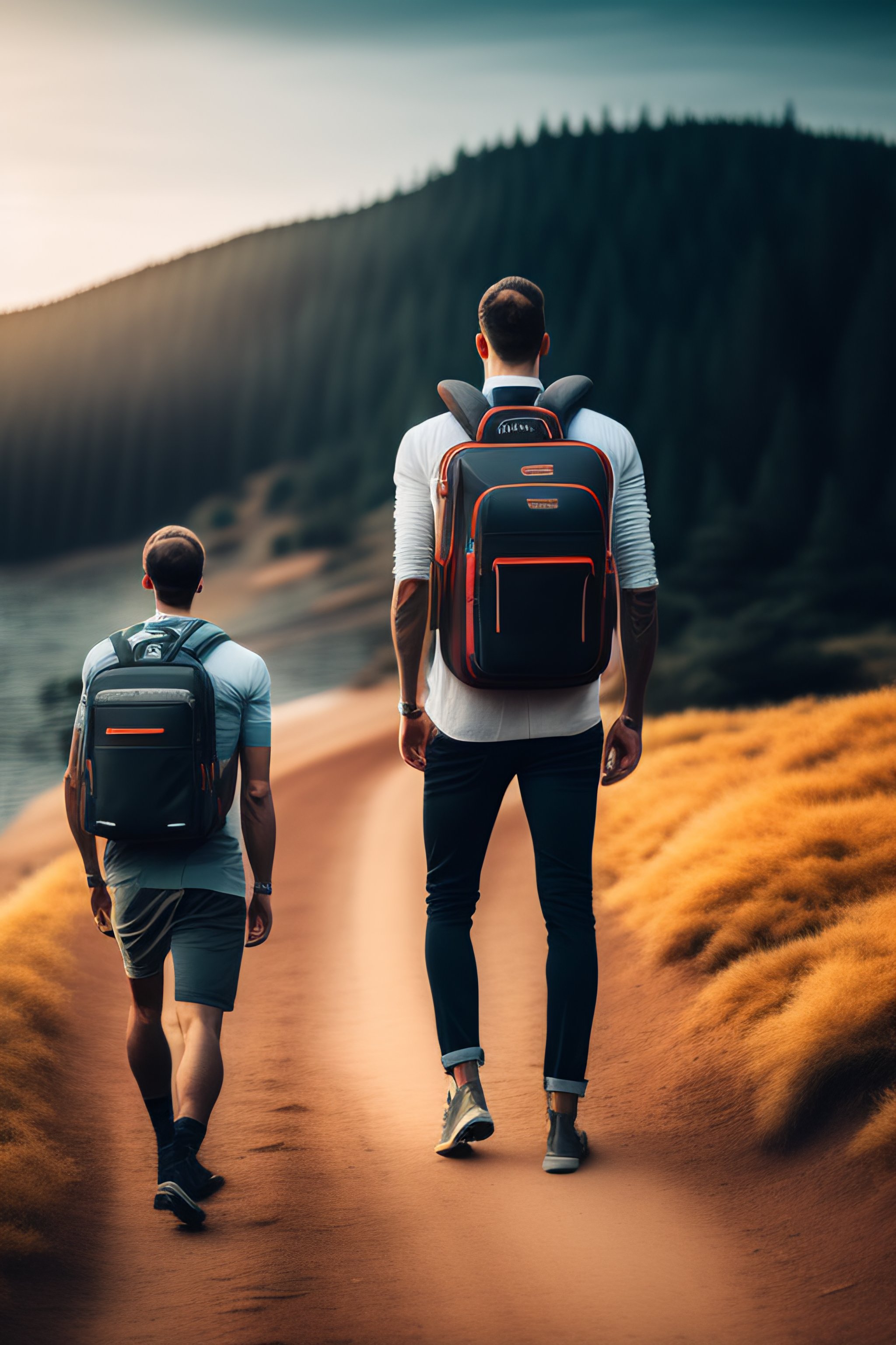 Lexica - Man wearing a giant backpack with other man inside