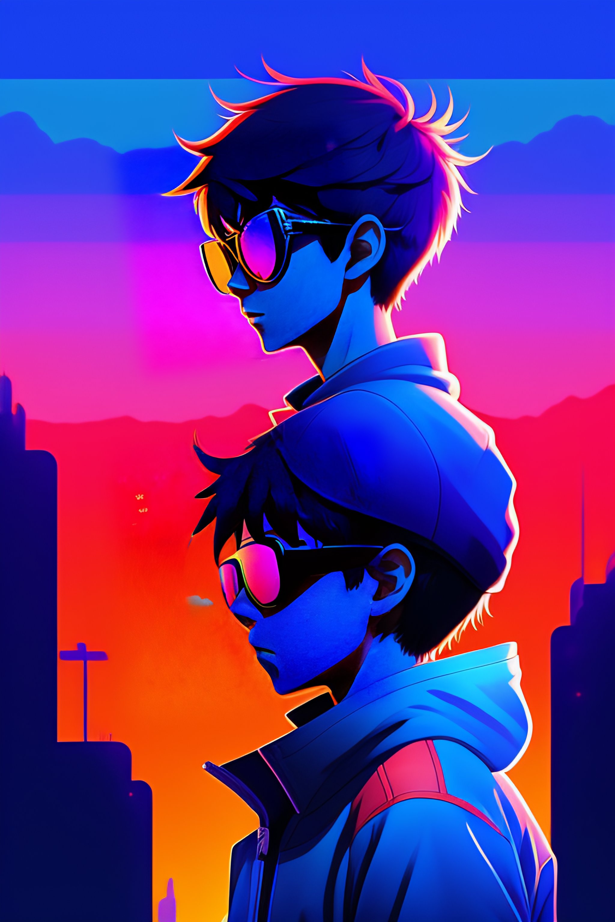 Lexica - A silhouette of a gamer boy, cartoon style, blue background ...