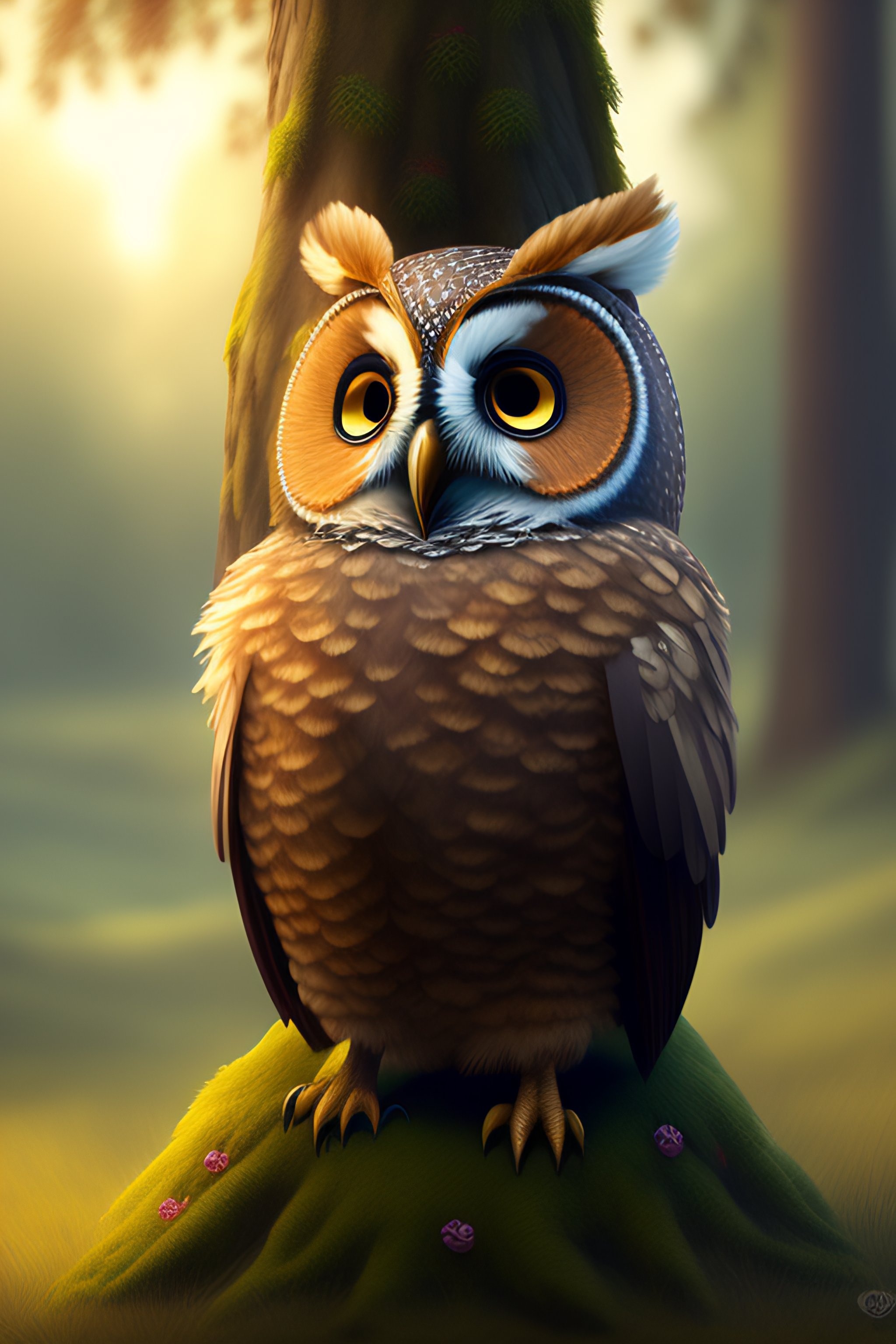Cool, Cute and Adorable Humanoid Owl in Stylish Sportswear: A