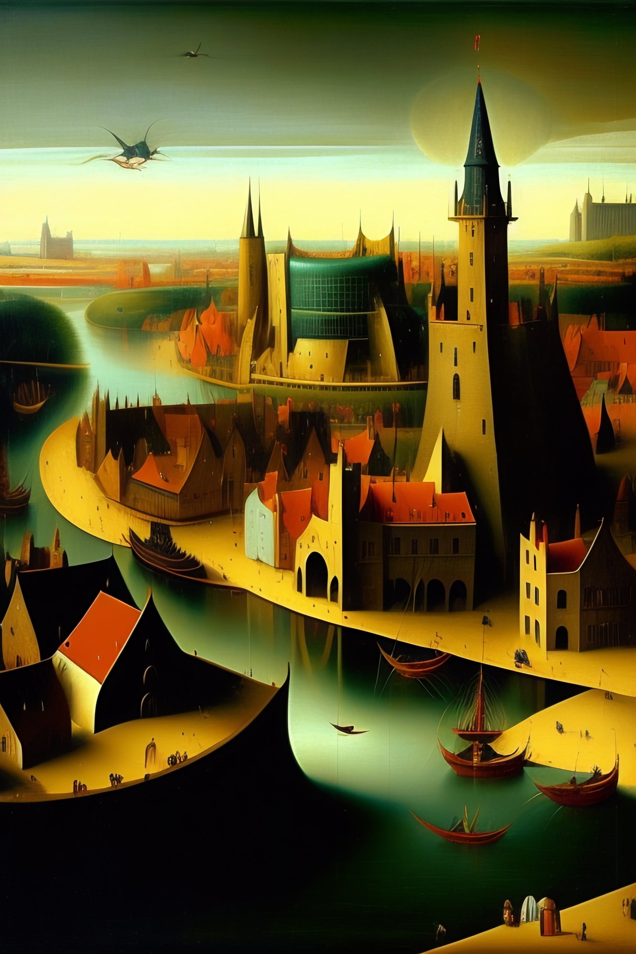 Lexica High quality painting of Newcastle upon tyne by Hieronymous Bosch
