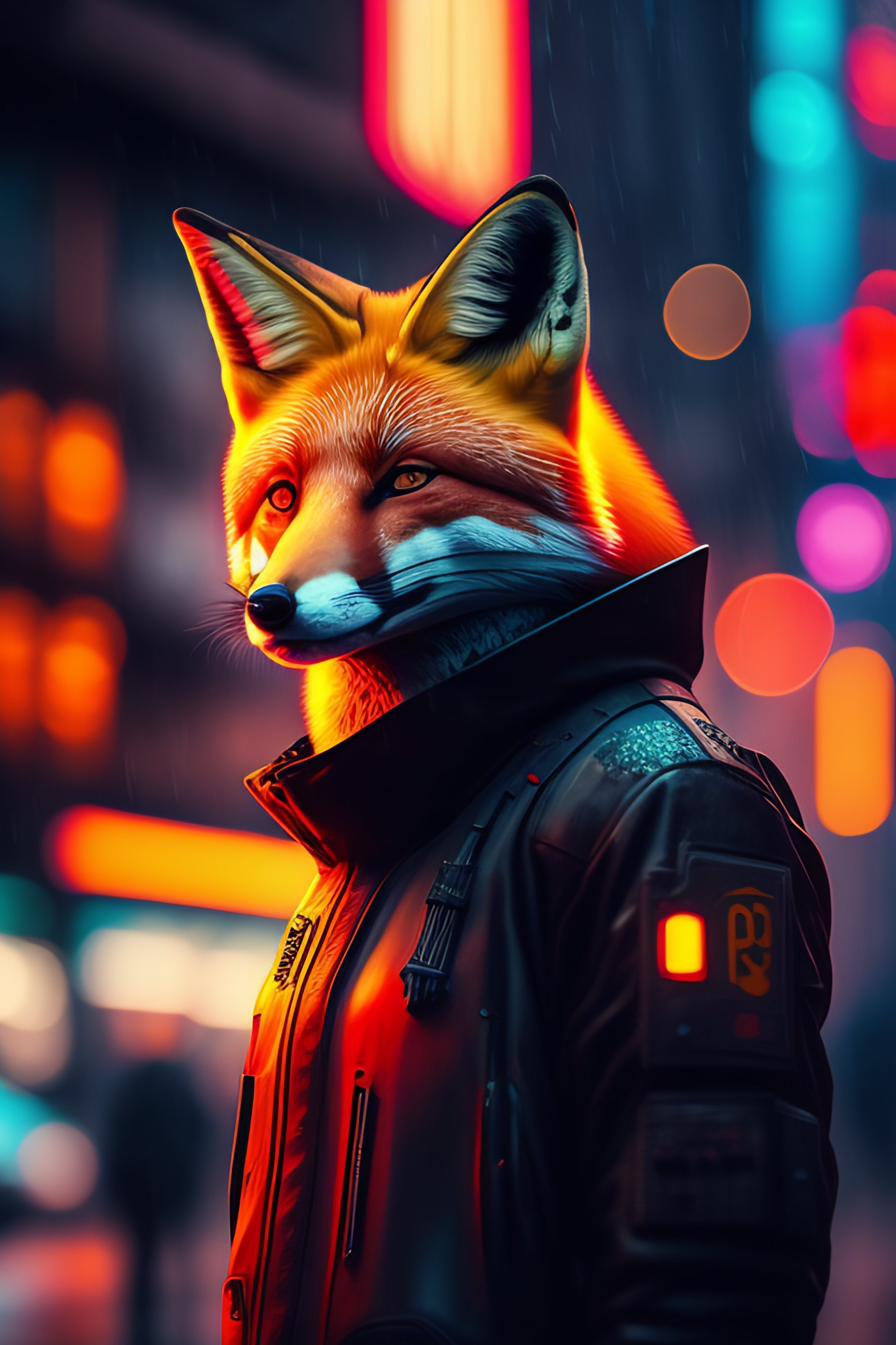 Lexica - Red fox Robot solder, Neon, Movie still, cyberpunk, photo ...