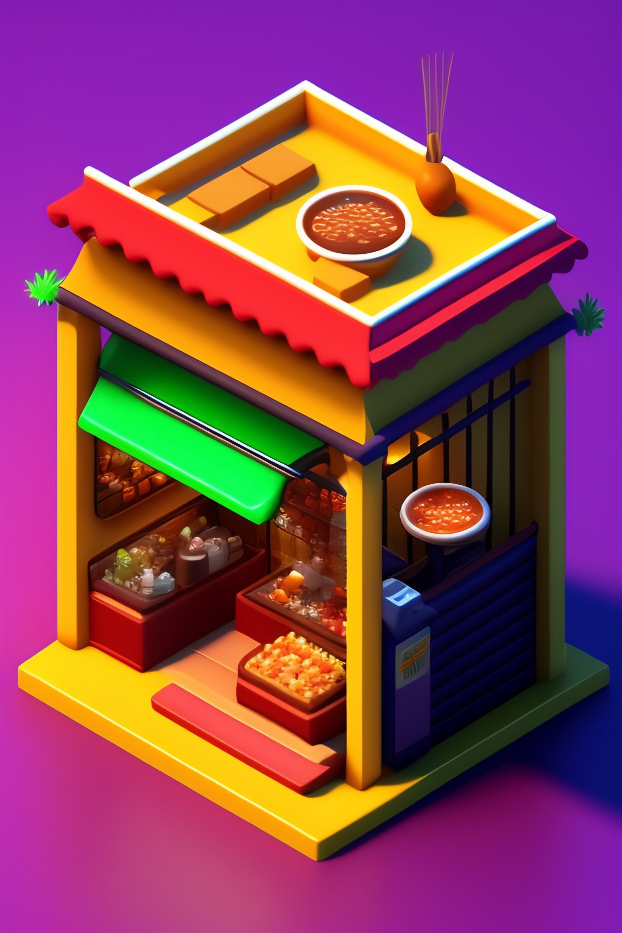 Lexica - 3d, 32 bit isometric ramen shop anime style