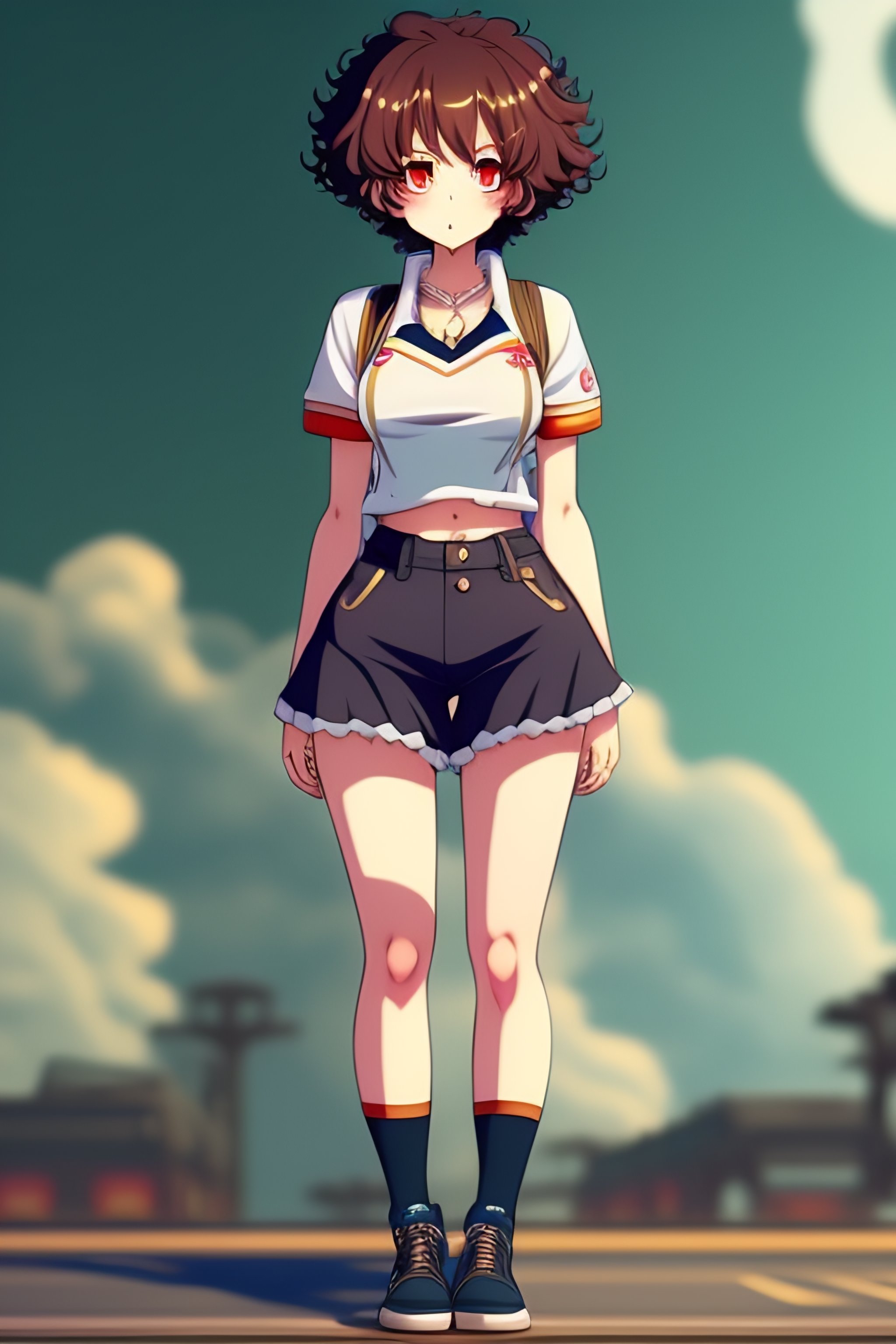Anime girl with shorts