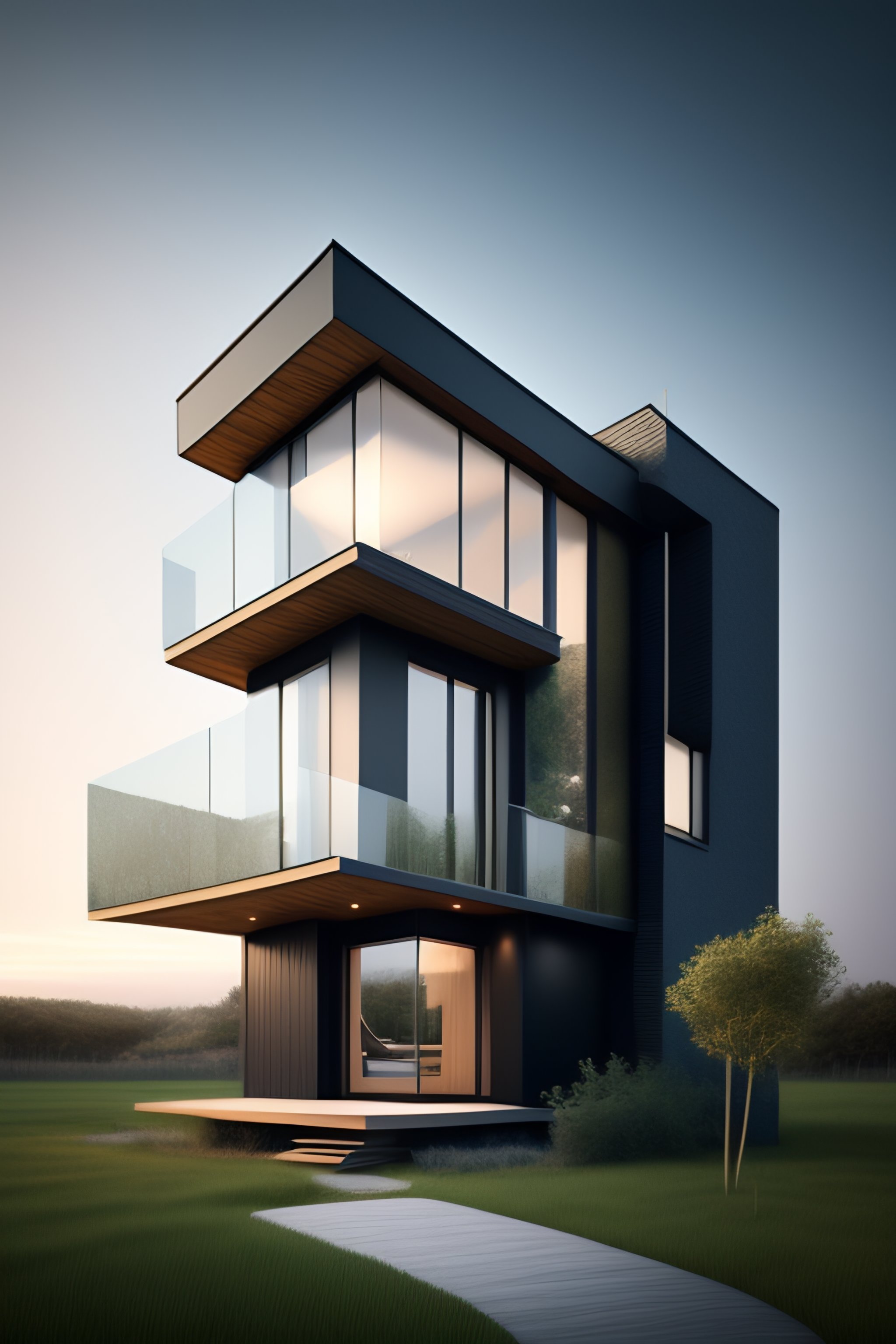 Lexica - Architectural render photo of a Modern and little house cat