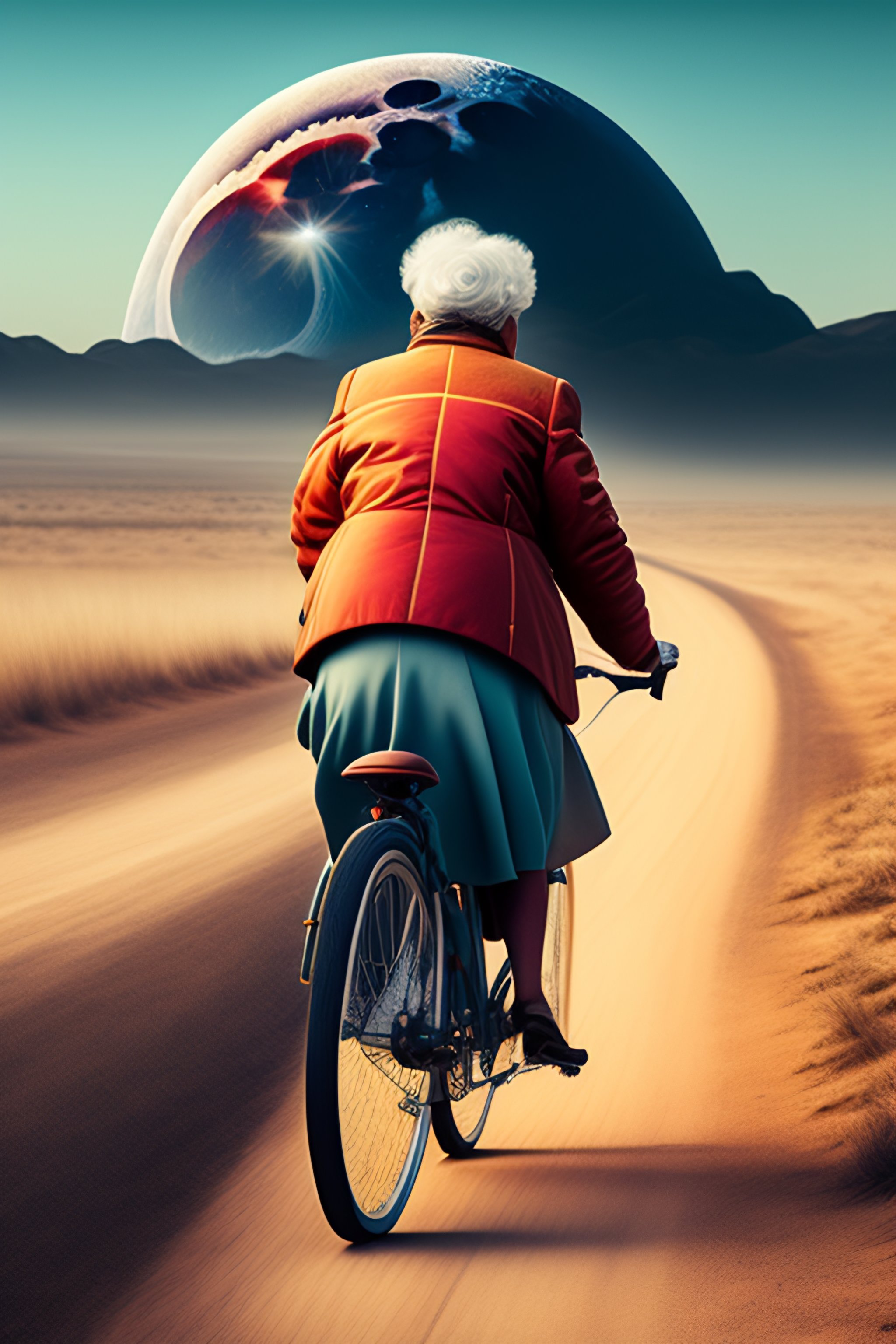 old woman riding