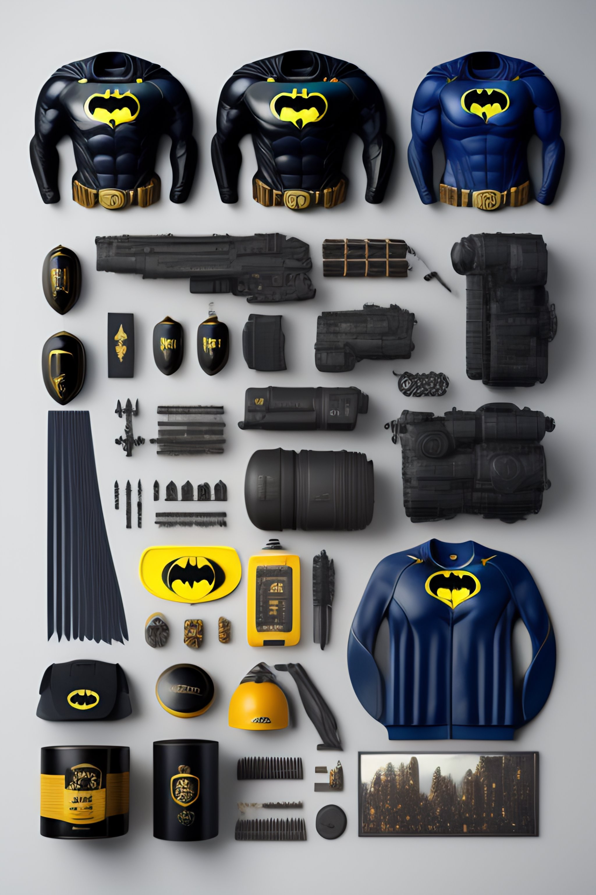 Lexica - Batman, Costumes and props, Knolling, Knolling layout ...