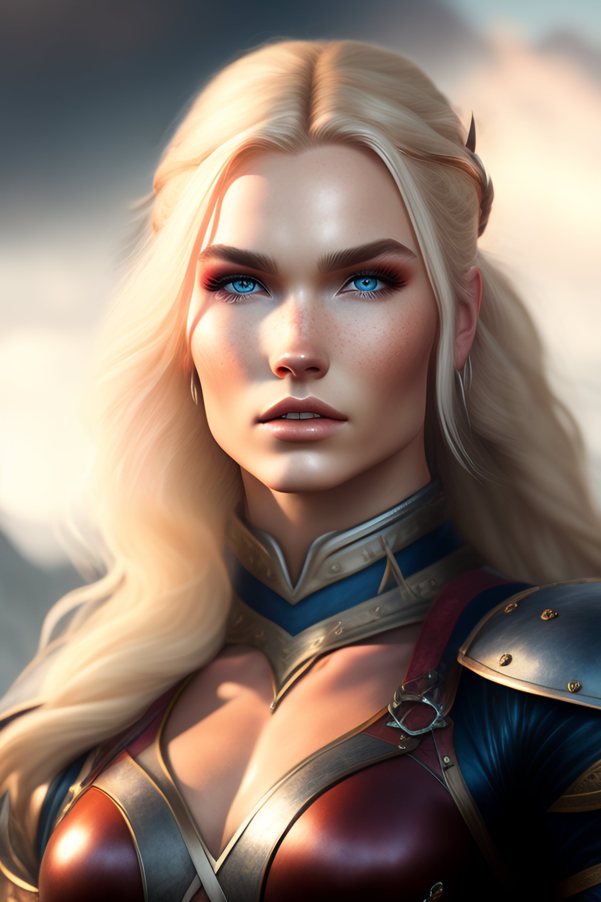 Lexica - A muscular woman viking dove cameron, blonde long hair ...