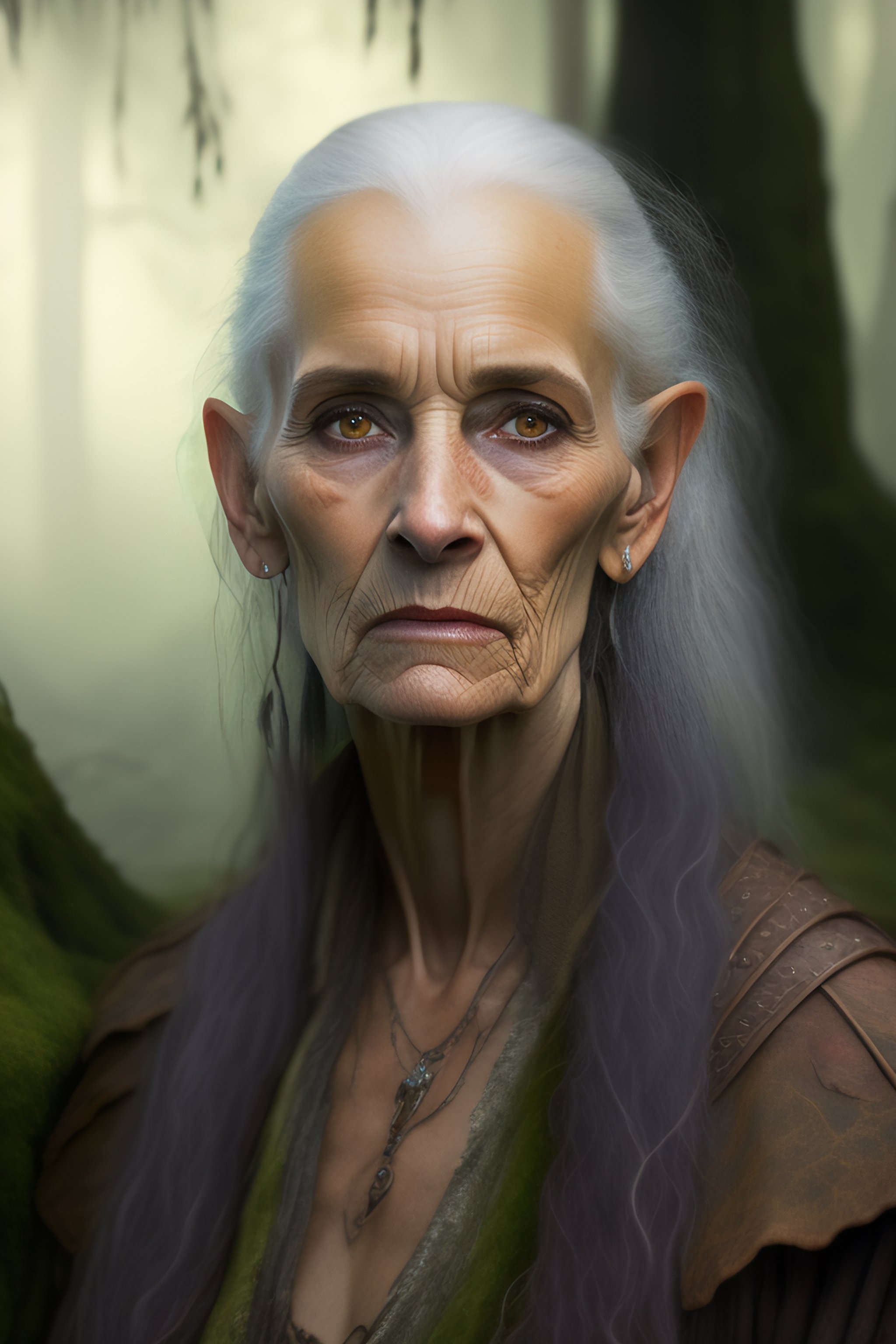 Lexica - An old, short and skinny halfling swamp witch with thin hair ...