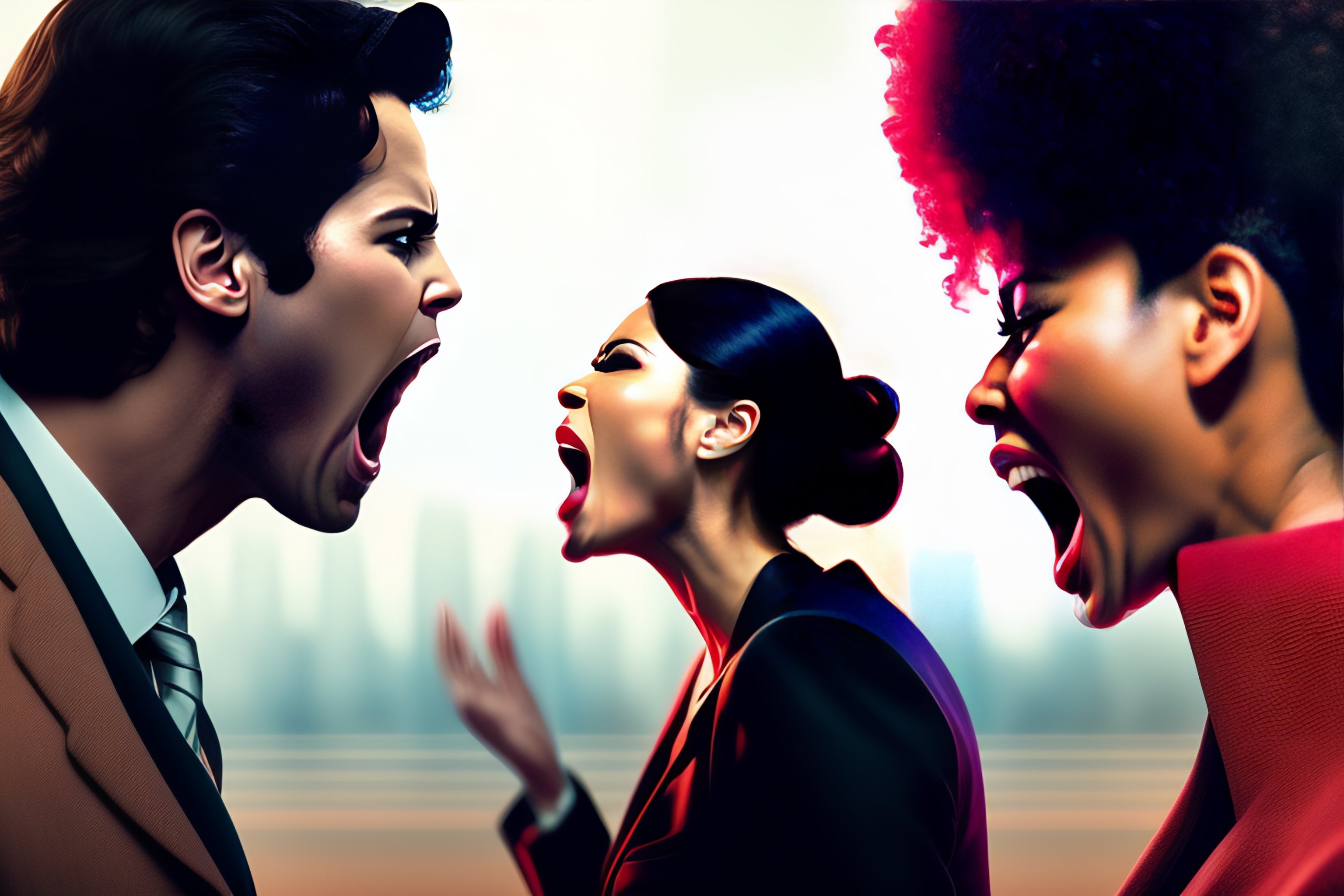 Lexica - Graphic of a woman shouting at a man aggressively