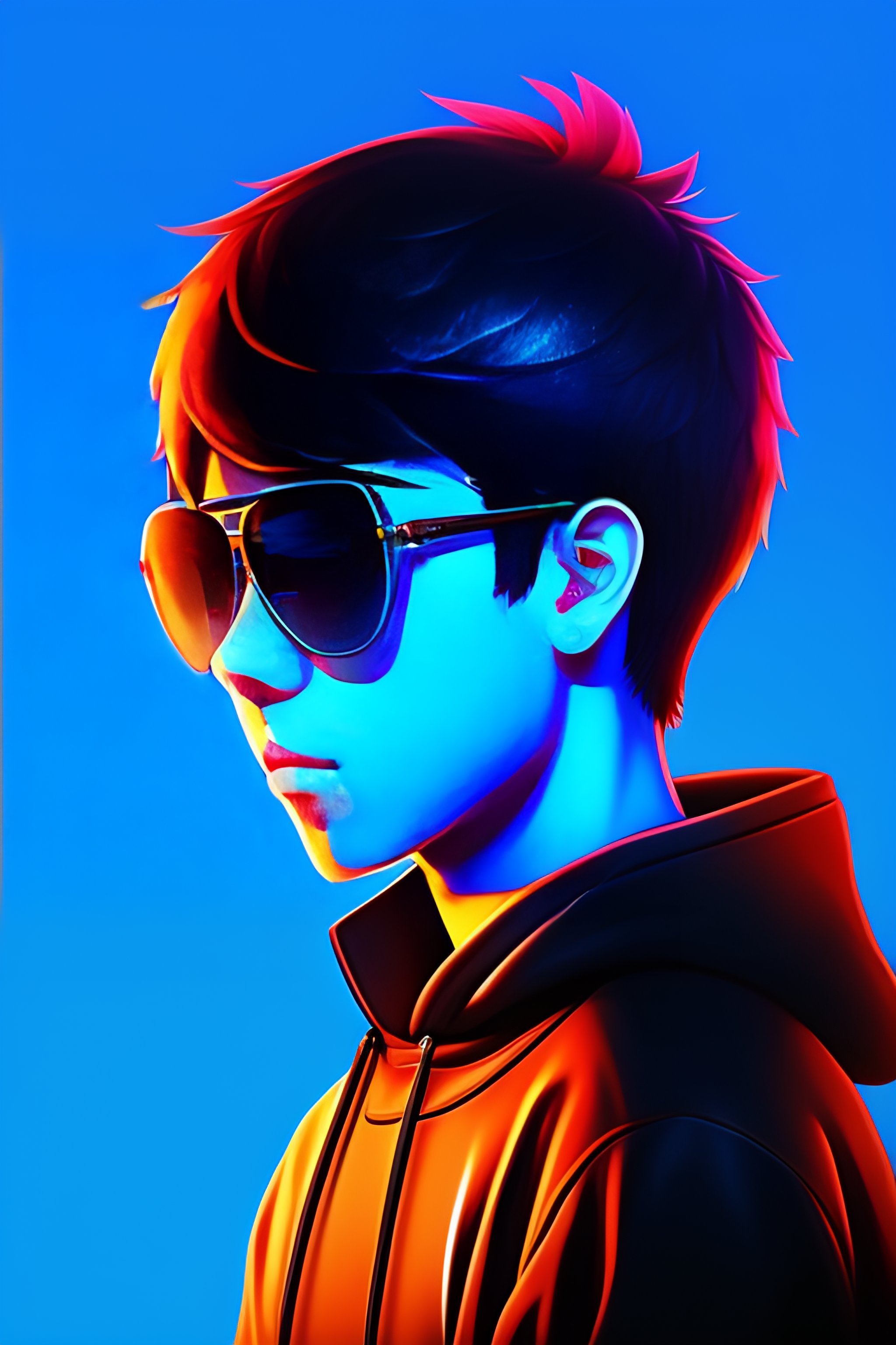 Lexica - A silhouette of a gamer boy, cartoon style, blue background ...