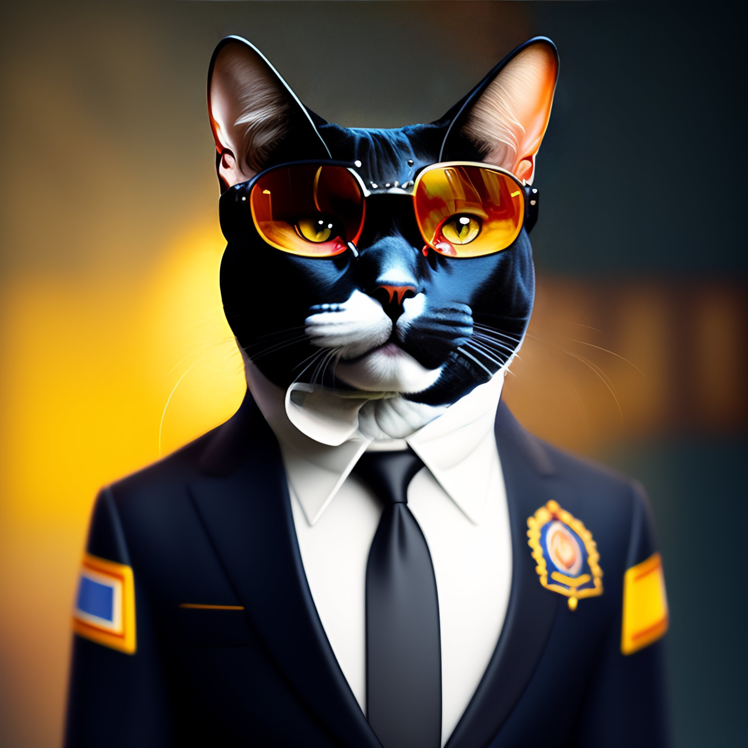 Lexica - An anthropomorphic cat in a colombian police suit and black ...
