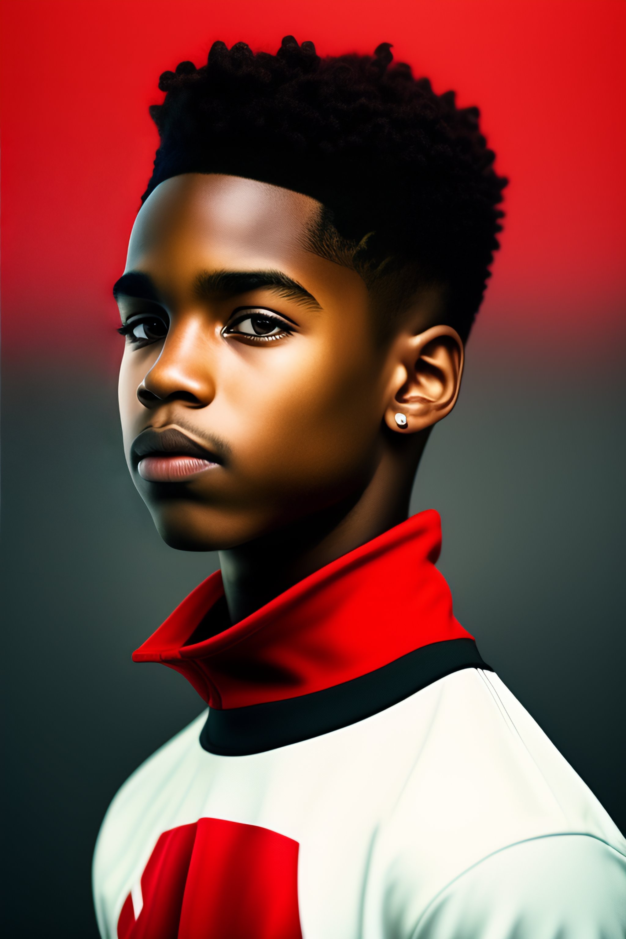 Lexica Melanin african american american boy with red shirt and black