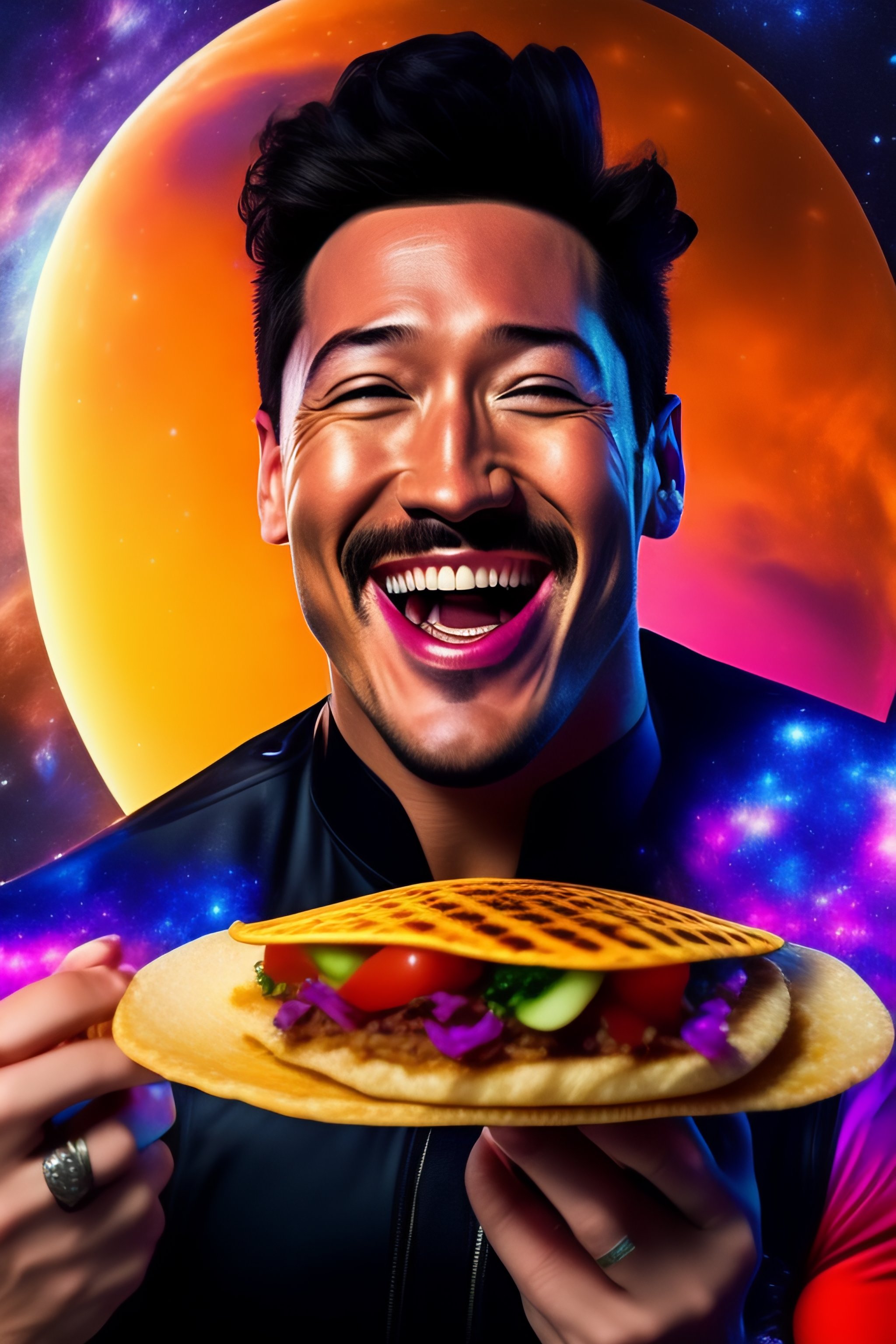 Lexica Markiplier in space eating a taco