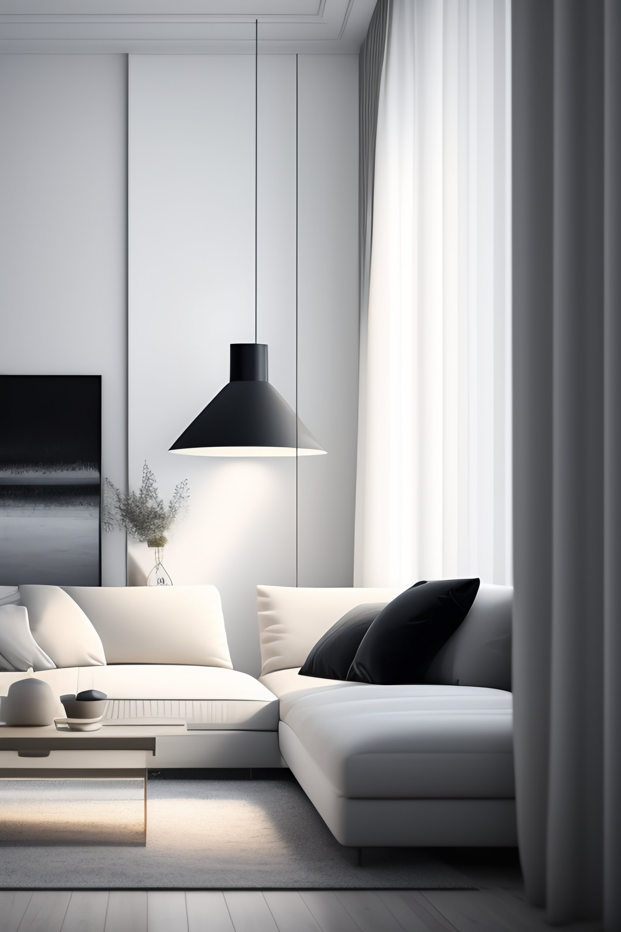 Lexica - A soft white, off white lit living room, interior design ...