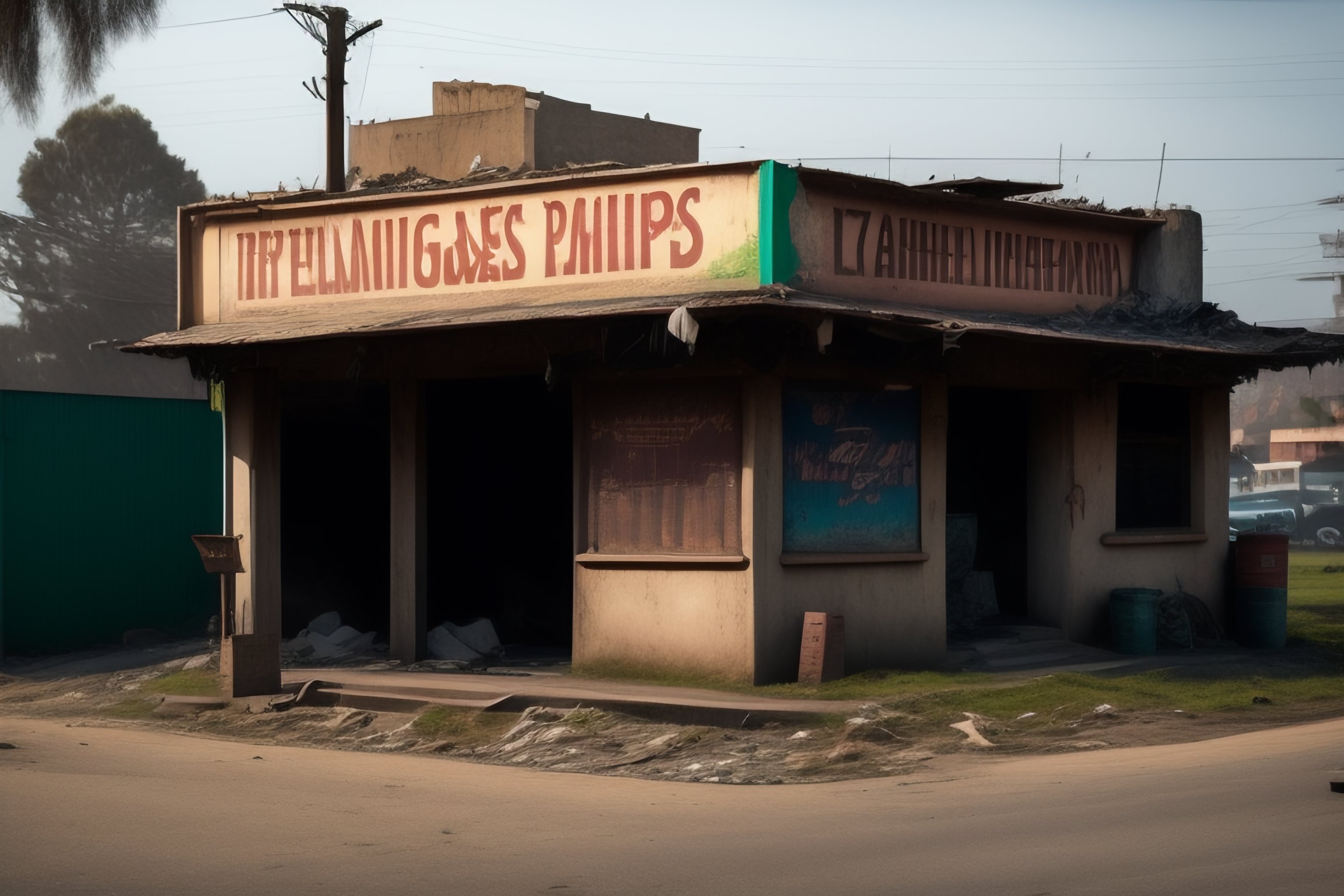 Lexica - A run-down, dilapidated building with a sign that reads 