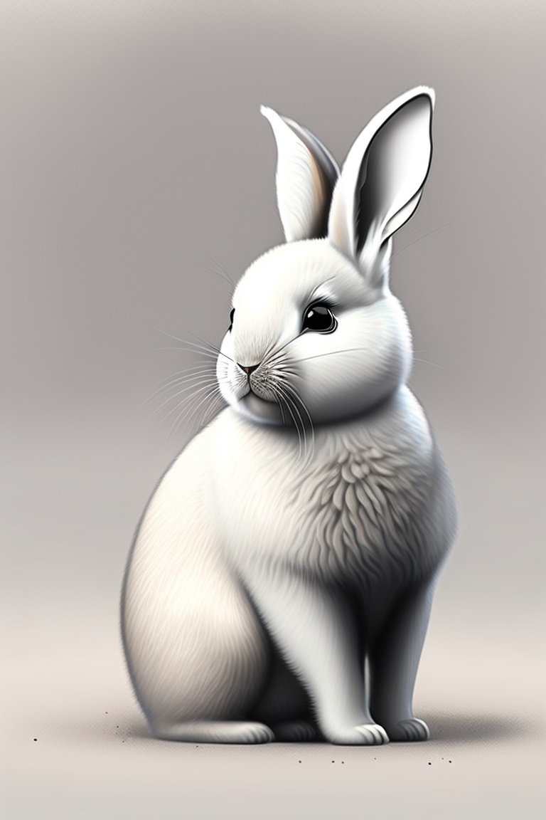 Lexica - Cute bunny, smilling while eating, black and white fo draw