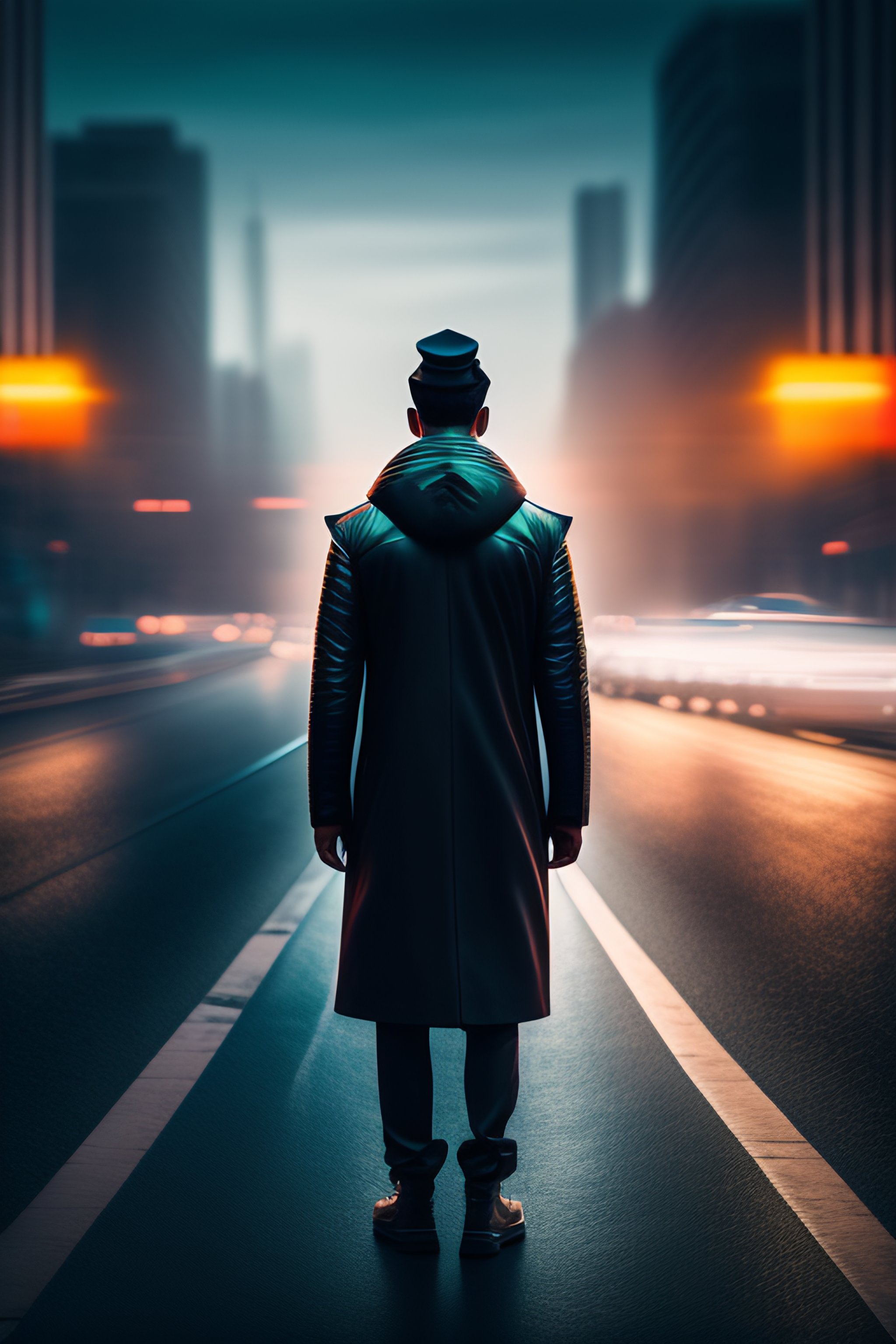 Lexica - A person in the middle of the street