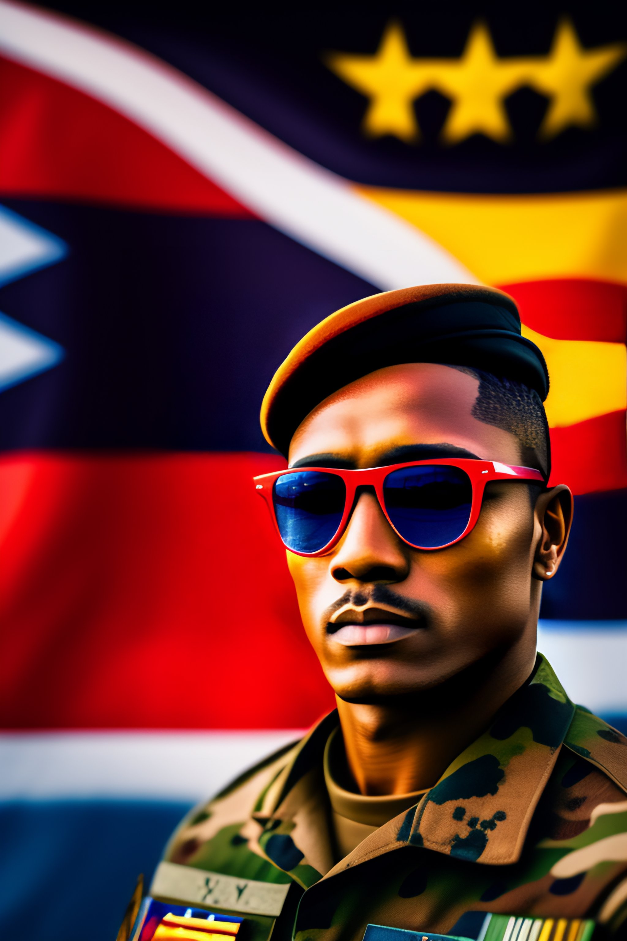 Lexica - Portrait of an army force man from the future, wearing shades ...