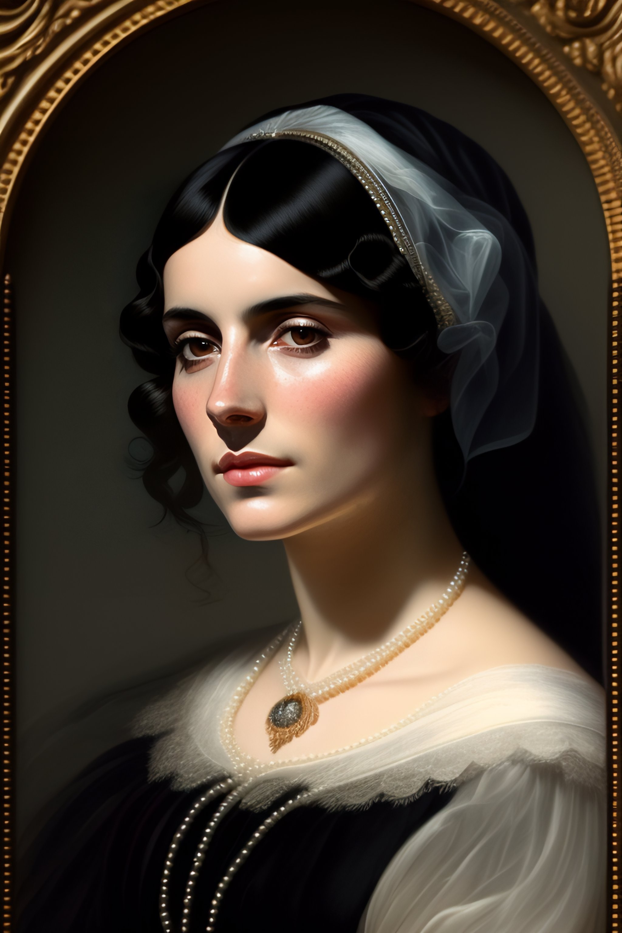 Lexica - 19th century portrait of a black haired woman mourning with a ...