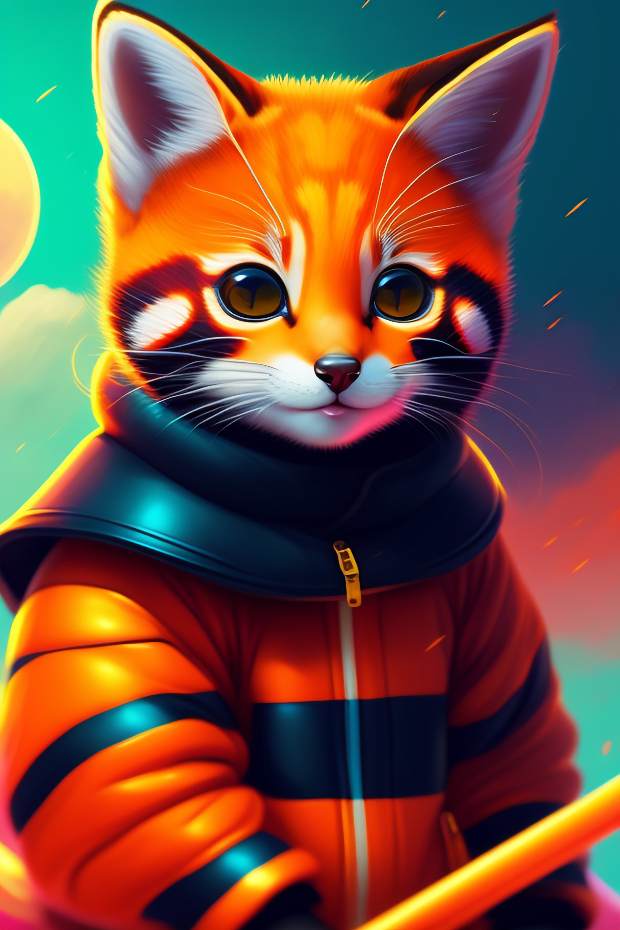 Lexica - Photo of a baby cat with red panda face, style of laurie ...